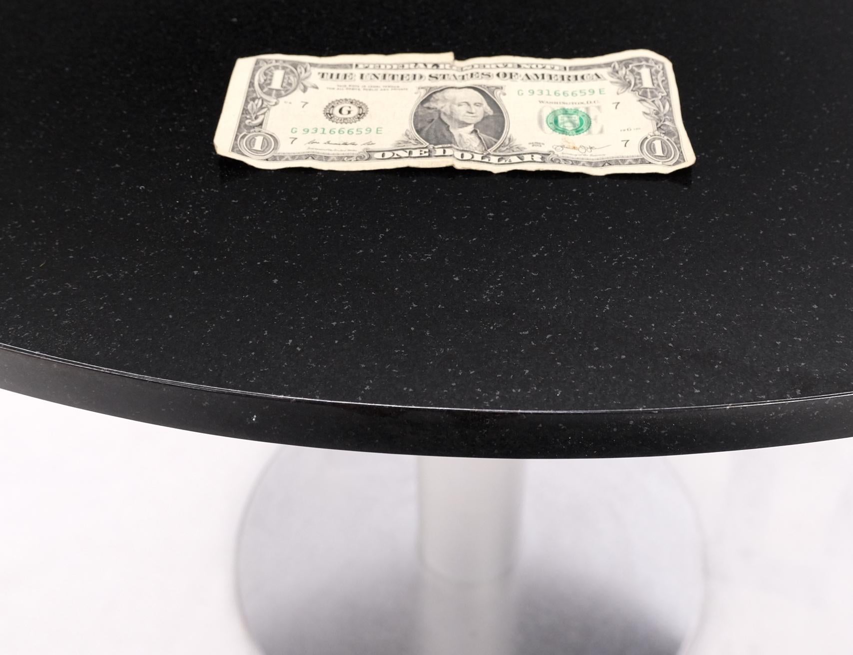 EstablishedLines Black Granite Top Crome Pedestal Base Round Dining Table Mid Century Modern MINT