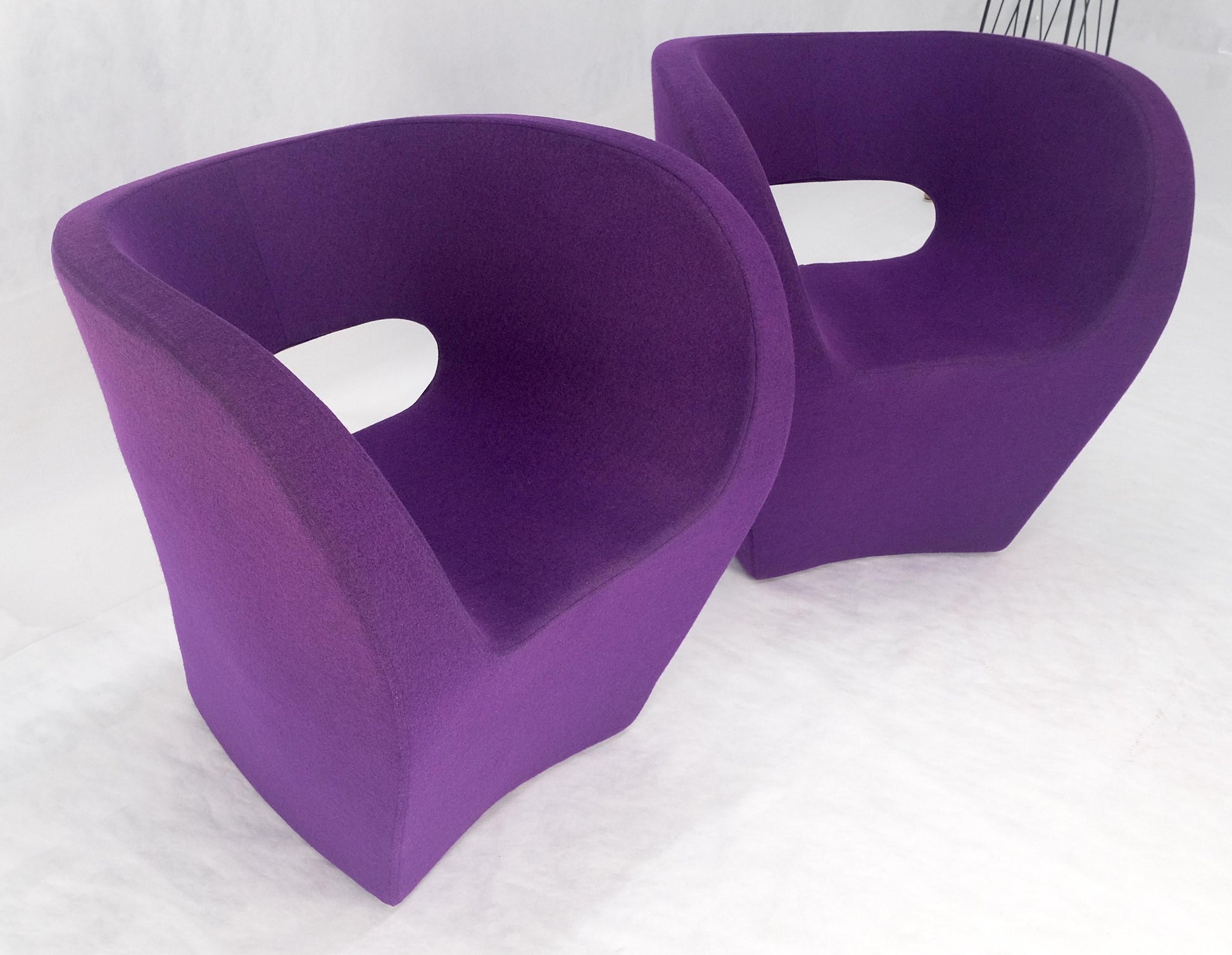 EstablishedLines Pair of Albert Armchair Chairs by Ron Arad Moroso Purple  Wool Upholstery MINT!