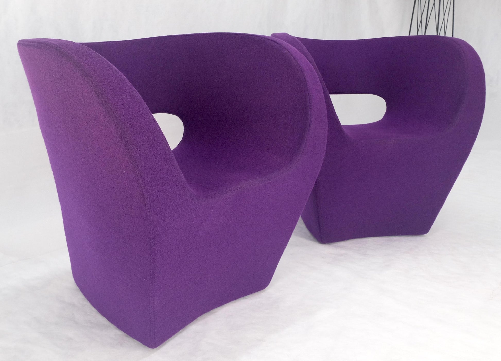 EstablishedLines Pair of Albert Armchair Chairs by Ron Arad Moroso Purple  Wool Upholstery MINT!