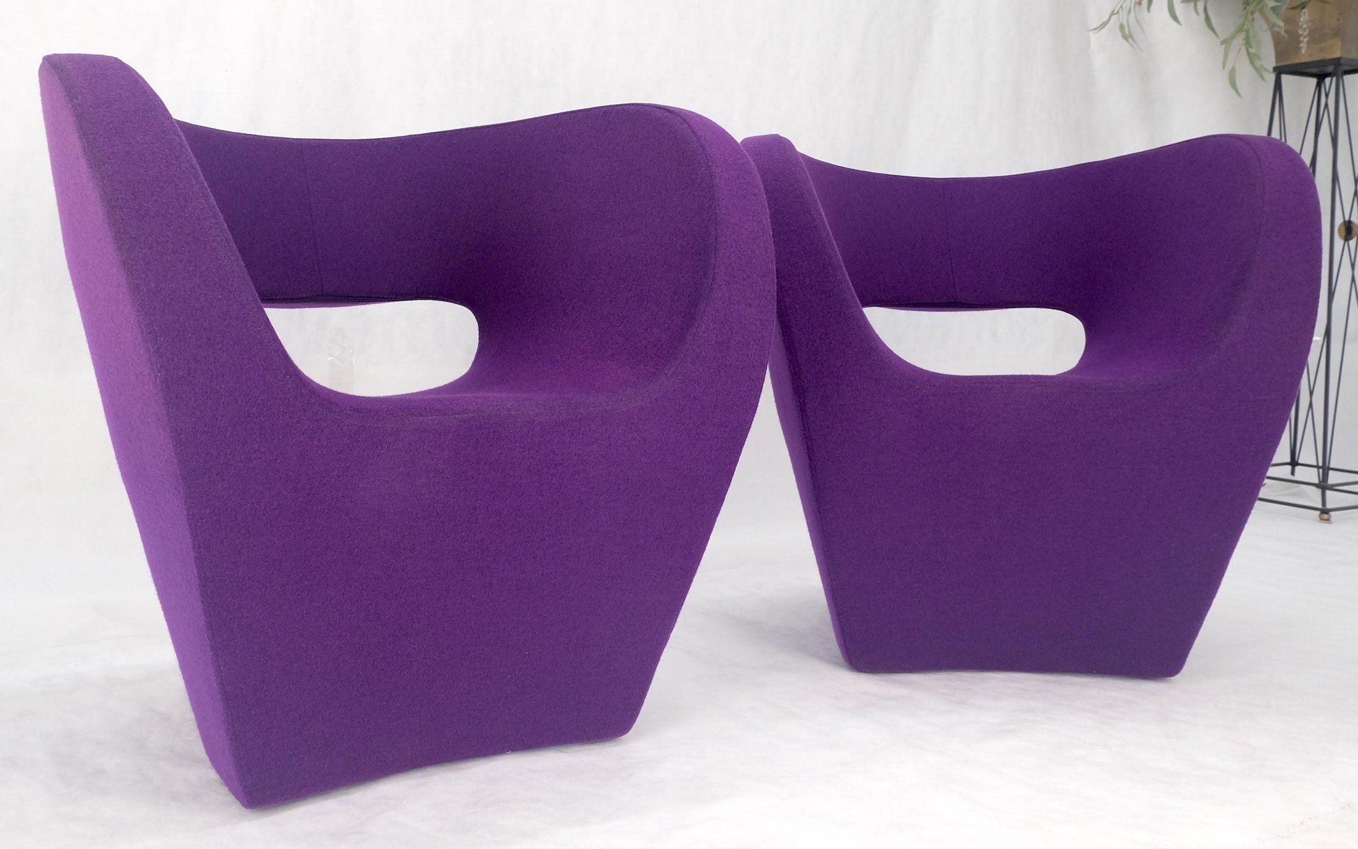 EstablishedLines Pair of Albert Armchair Chairs by Ron Arad Moroso Purple  Wool Upholstery MINT!