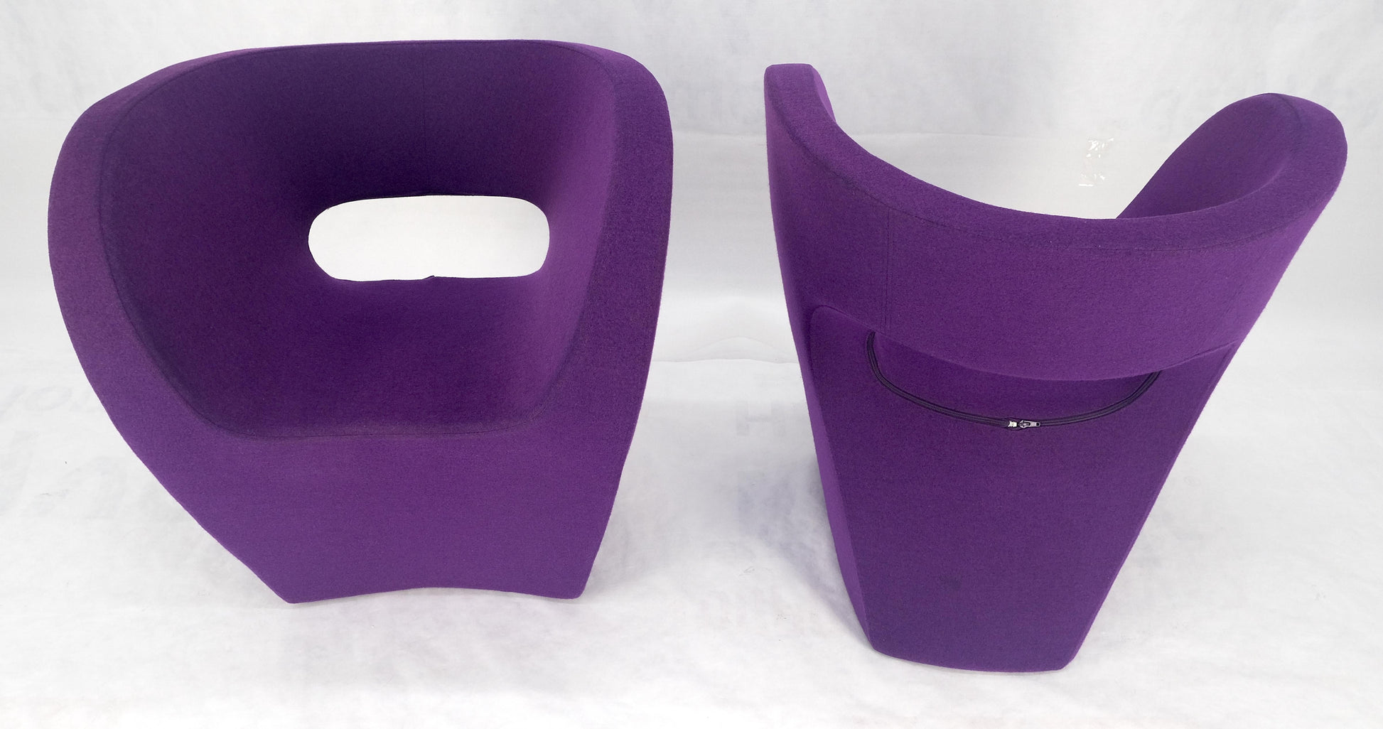 EstablishedLines Pair of Albert Armchair Chairs by Ron Arad Moroso Purple  Wool Upholstery MINT!