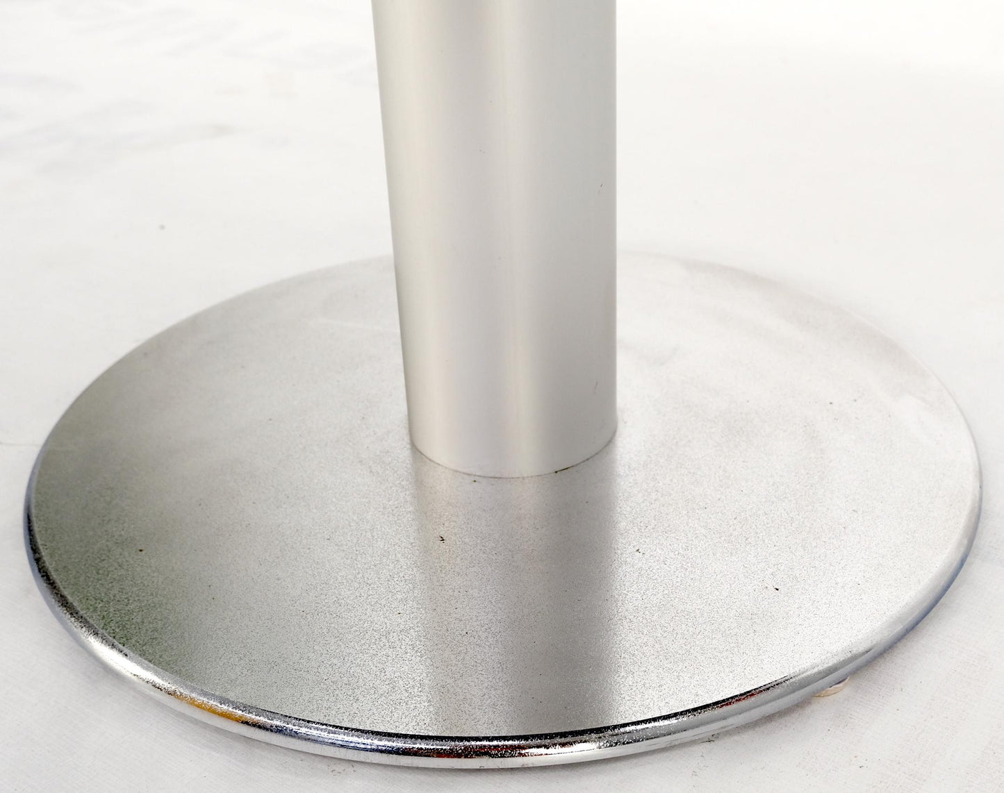 EstablishedLines Black Granite Top Crome Pedestal Base Round Dining Table Mid Century Modern MINT