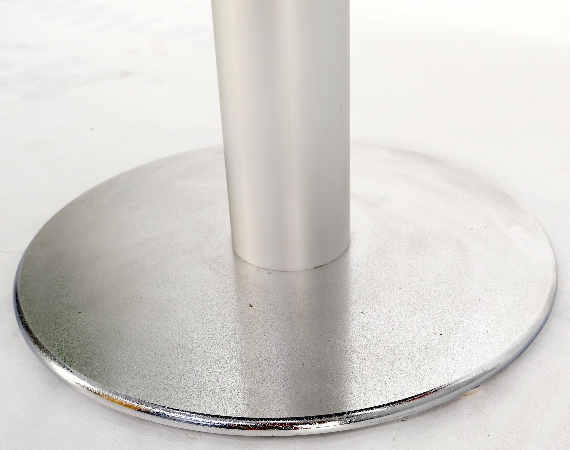 EstablishedLines Black Granite Top Crome Pedestal Base Round Dining Table Mid Century Modern MINT