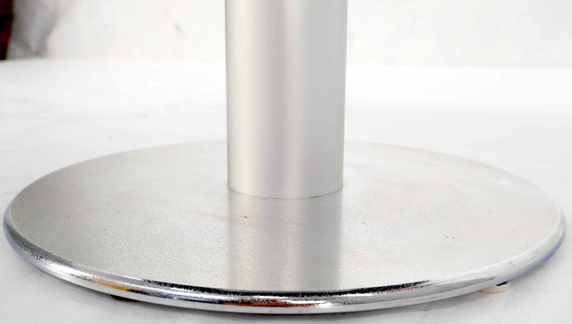 EstablishedLines Black Granite Top Crome Pedestal Base Round Dining Table Mid Century Modern MINT