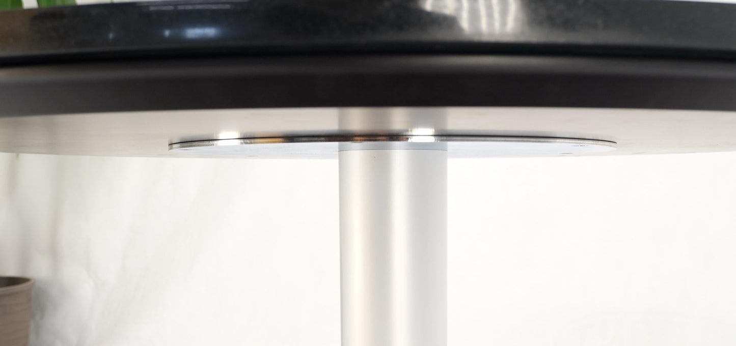 EstablishedLines Black Granite Top Crome Pedestal Base Round Dining Table Mid Century Modern MINT