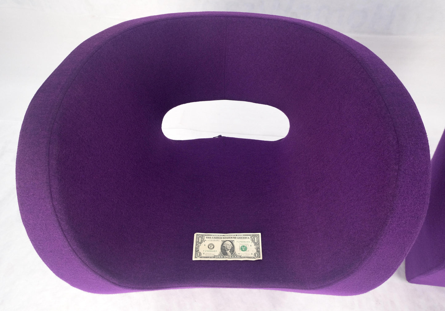 EstablishedLines Pair of Albert Armchair Chairs by Ron Arad Moroso Purple Wool Upholstery MINT!