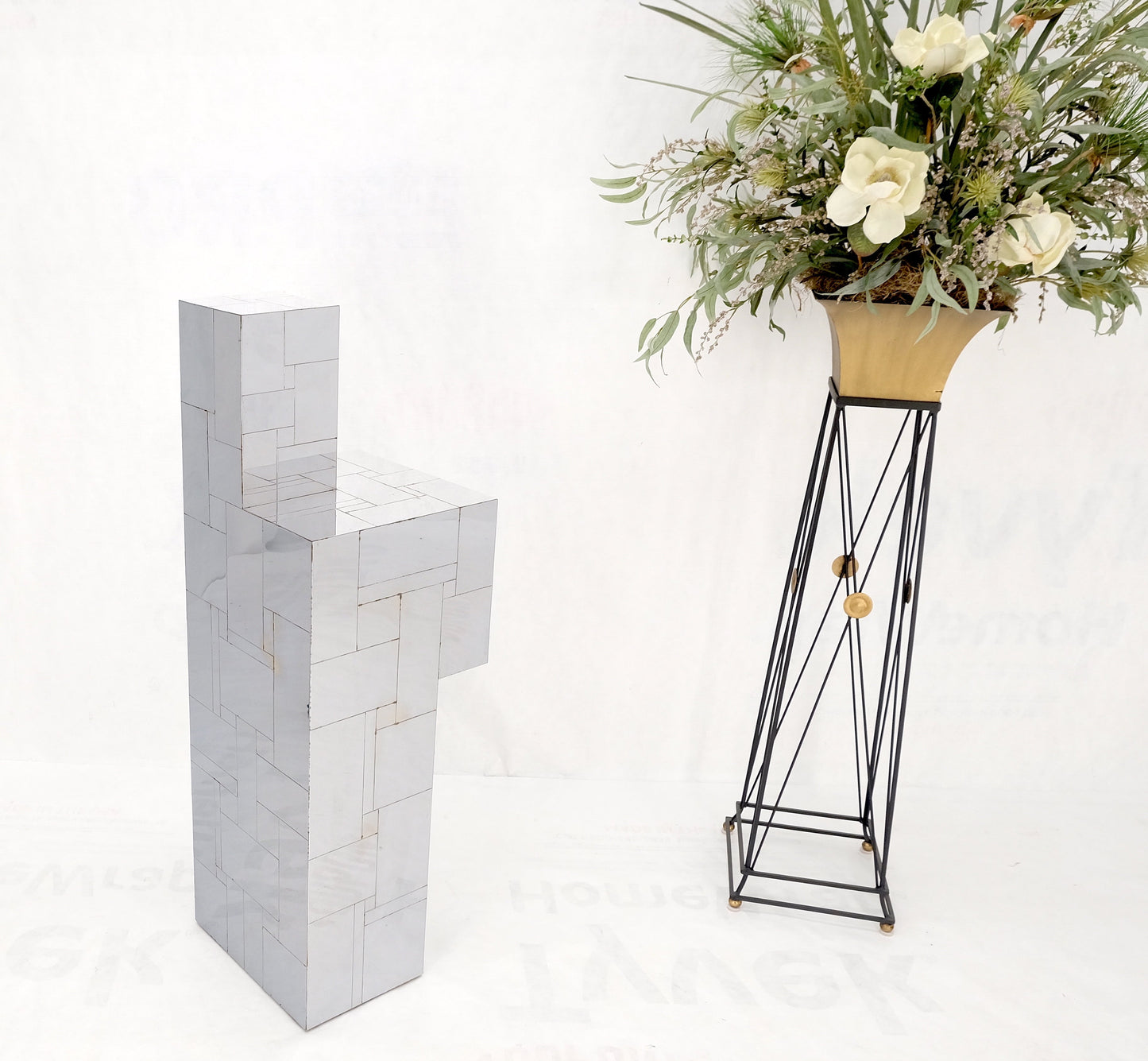 EstablishedLines Signed Paul Evans City Scape Polished Chrome Double Pedestal Mid Century Modern