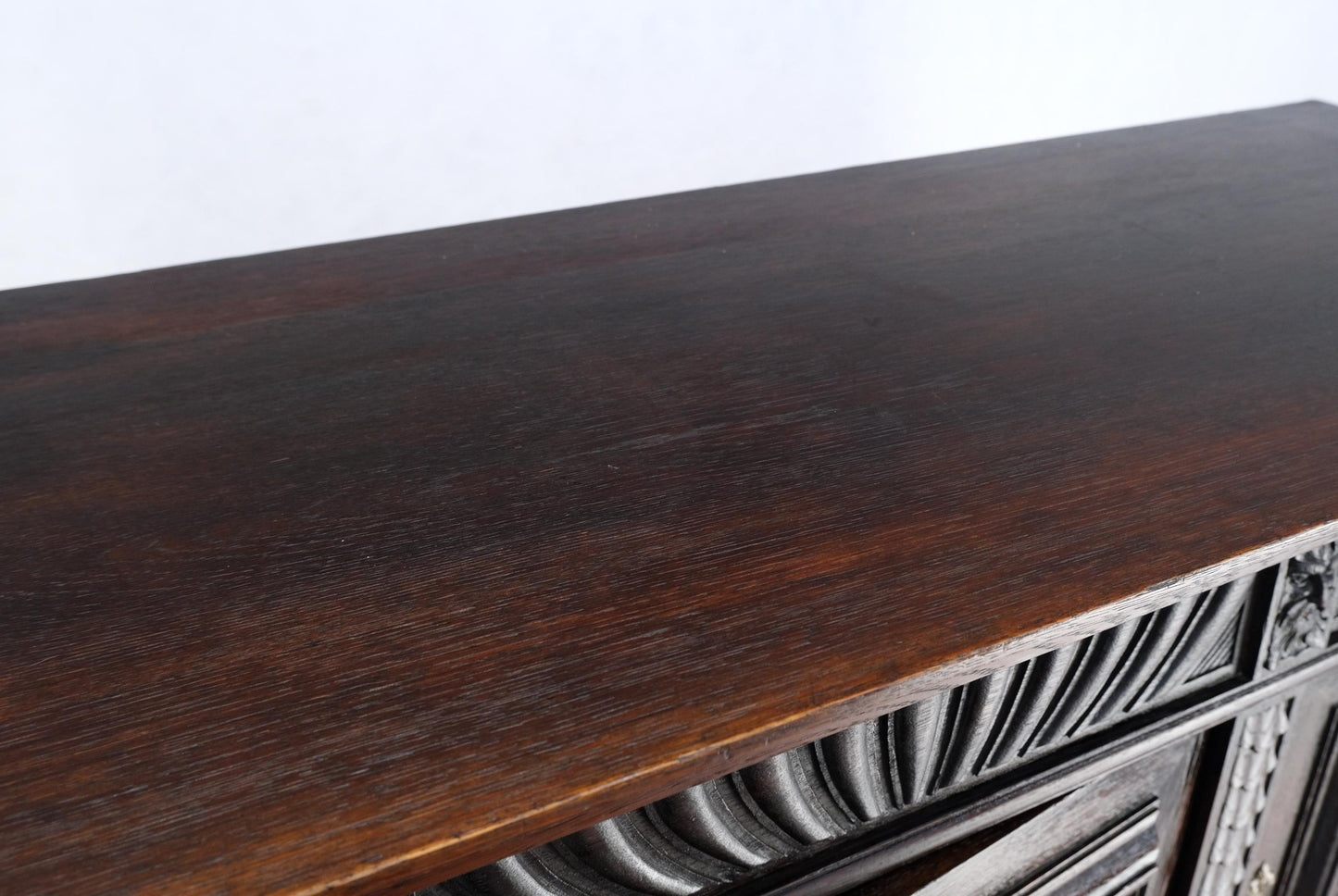 EstablishedLines Carved Oak Jacobean Style 3 Doors Drawers Server Credenza Cabinet Cupboard Mint