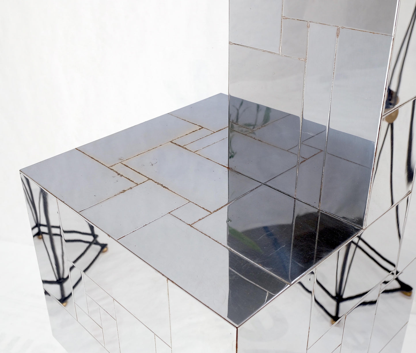 Signed Paul Evans City Scape Polished Chrome Double Pedestal Mid Century Modern