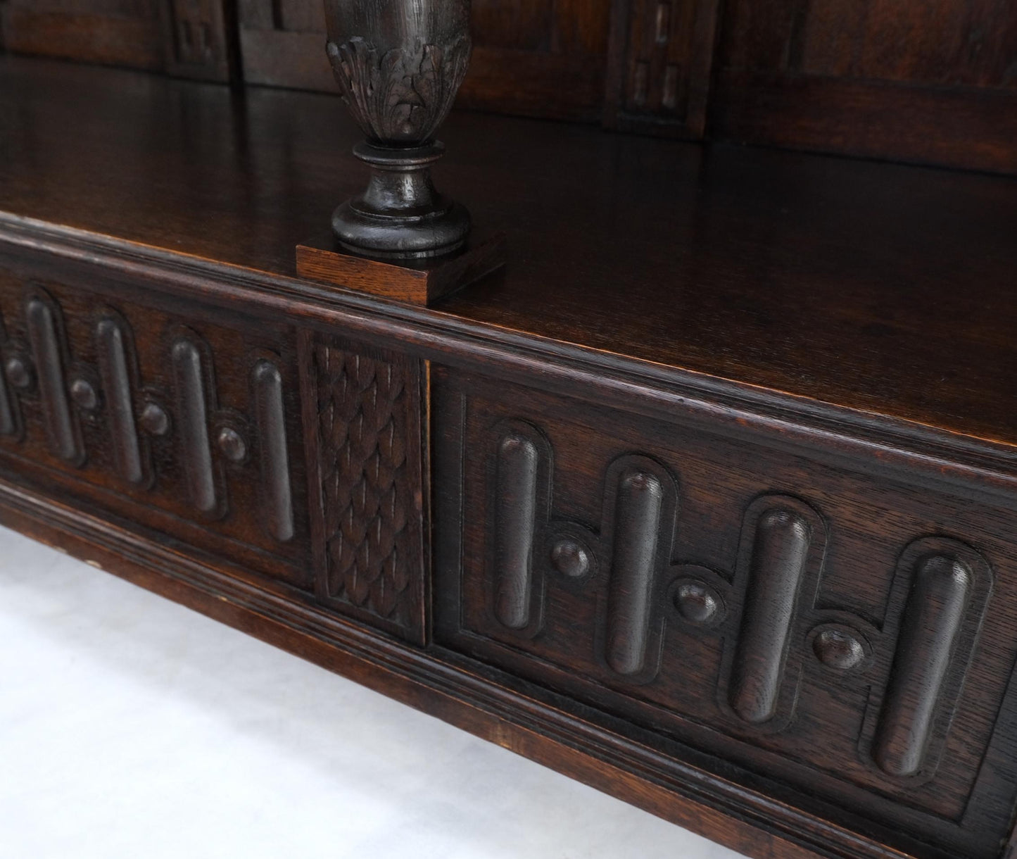 EstablishedLines Carved Oak Jacobean Style 3 Doors Drawers Server Credenza Cabinet Cupboard Mint