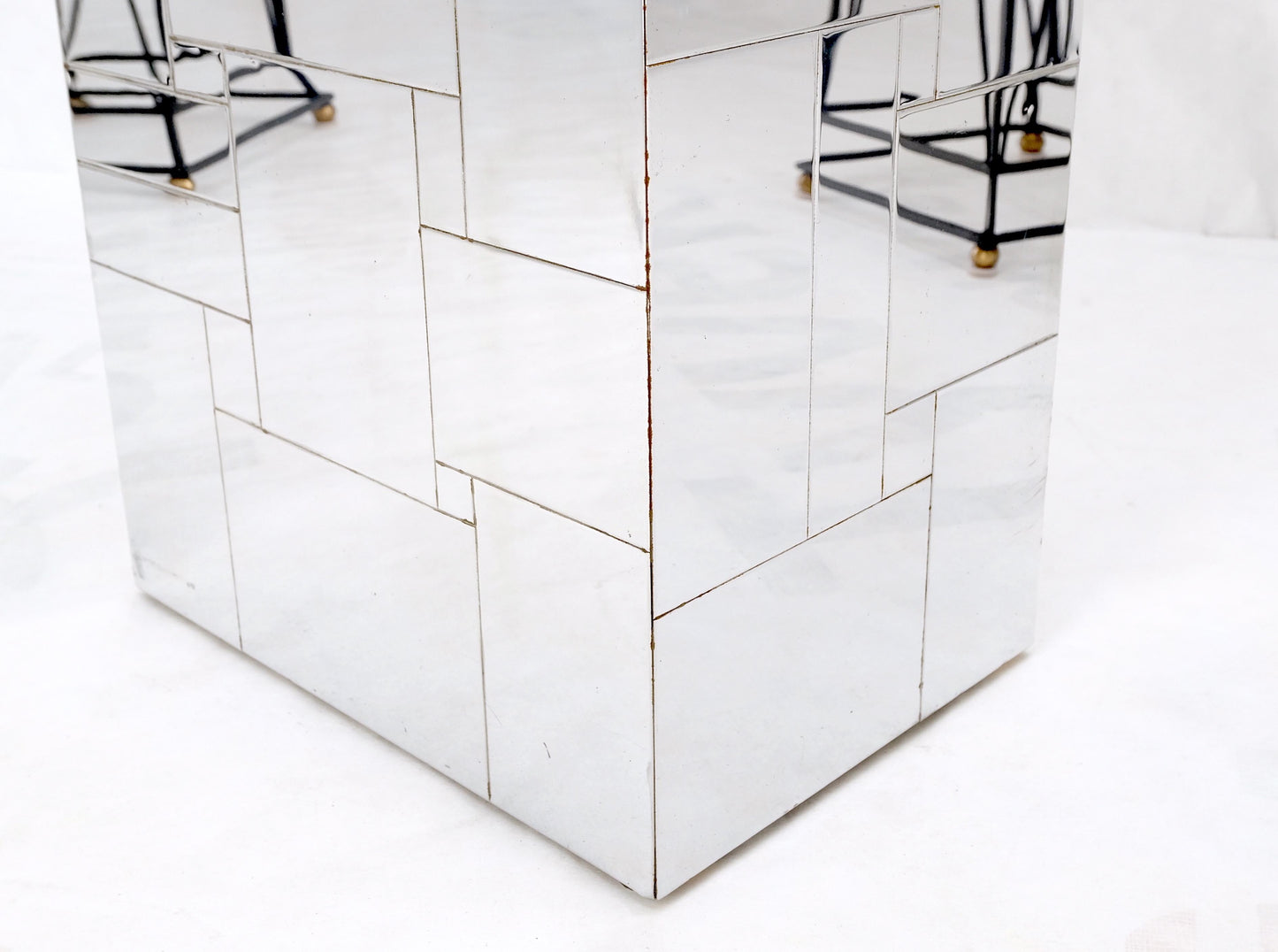 Signed Paul Evans City Scape Polished Chrome Double Pedestal Mid Century Modern