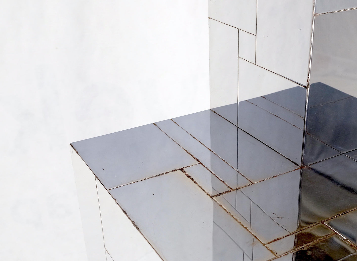 Signed Paul Evans City Scape Polished Chrome Double Pedestal Mid Century Modern