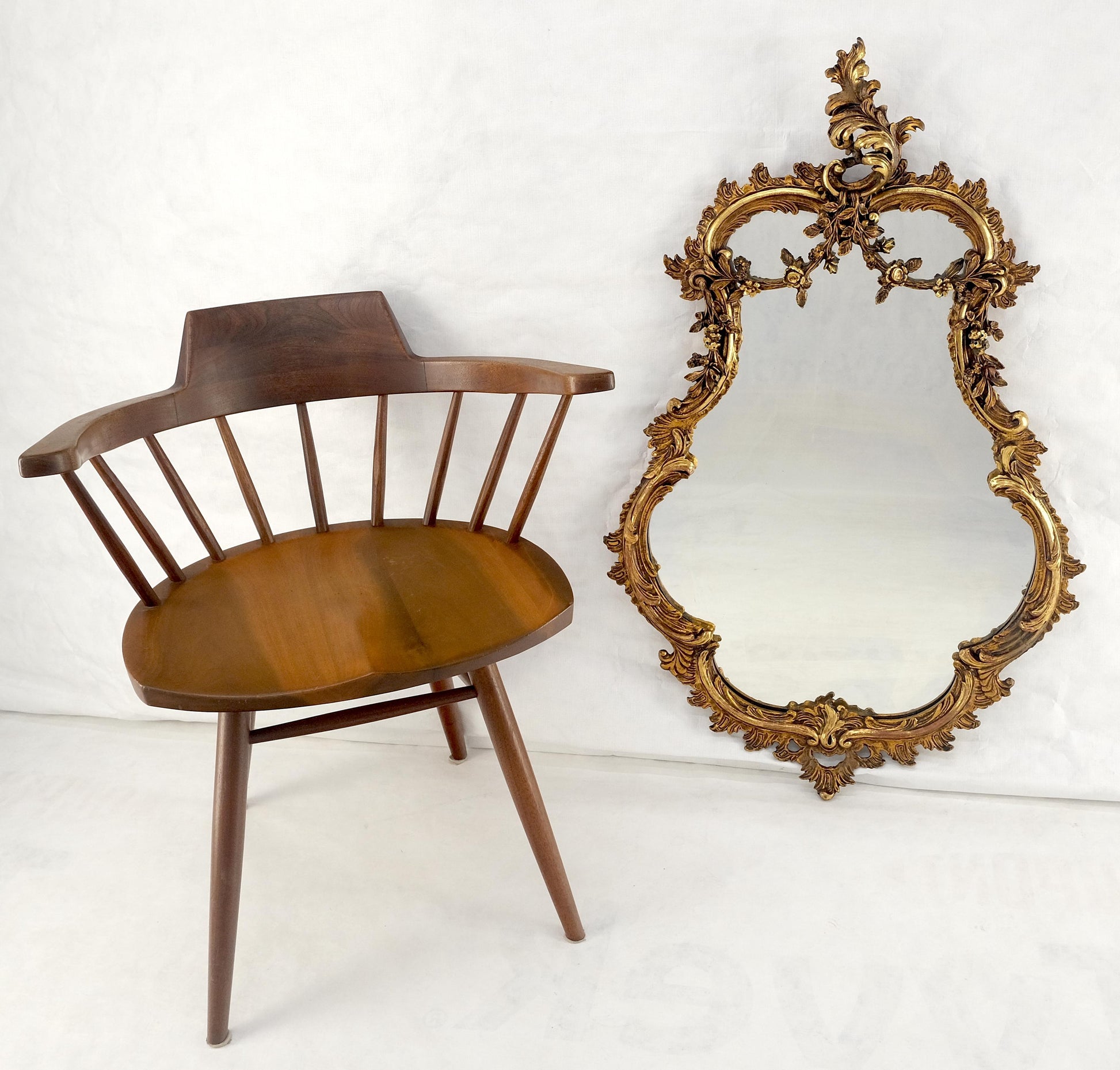 EstablishedLines Antique c1900s Fine Gilt Gesso Rococo Style Tear Drop Shape Wall Mirror