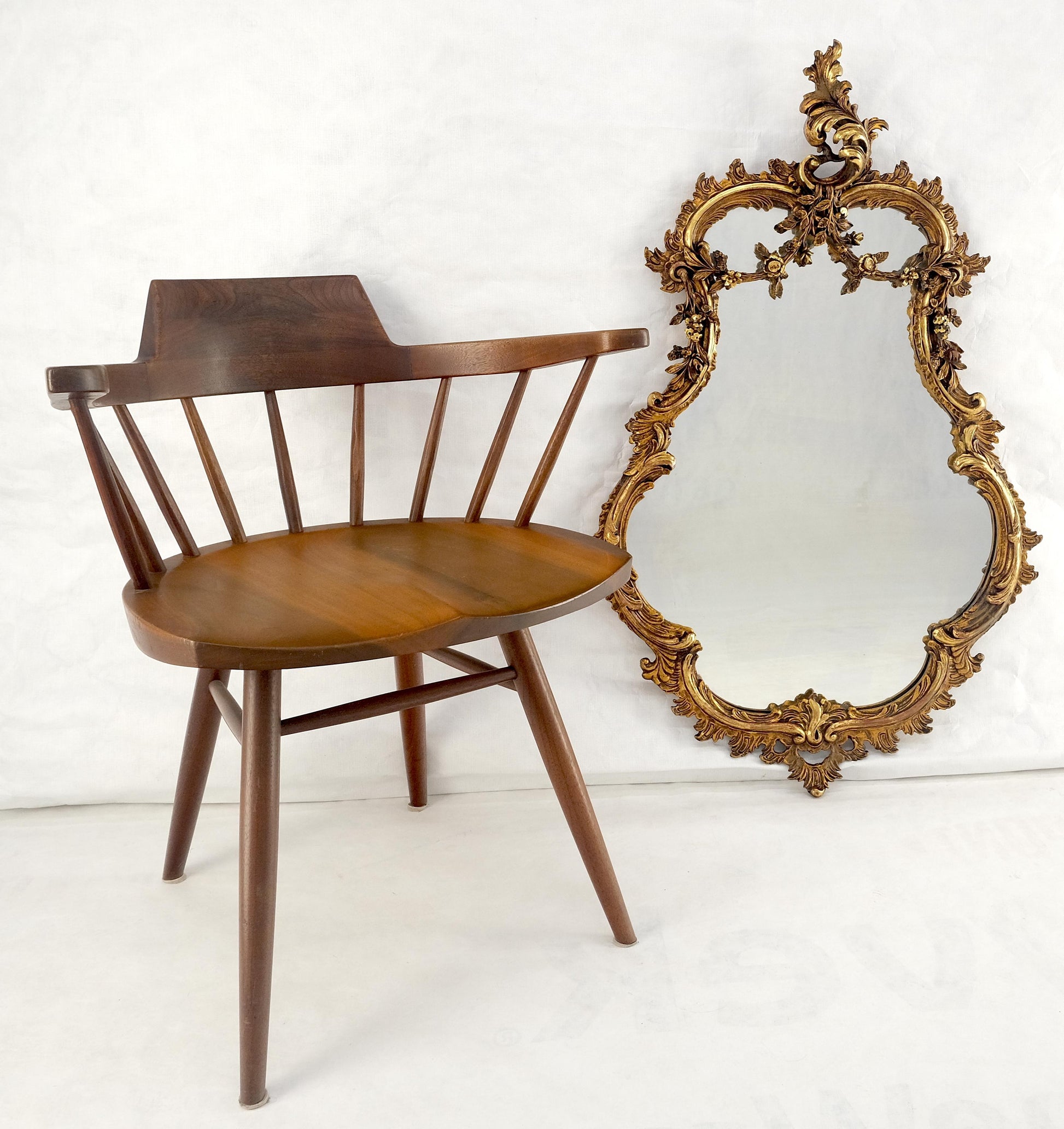EstablishedLines Antique c1900s Fine Gilt Gesso Rococo Style Tear Drop Shape Wall Mirror