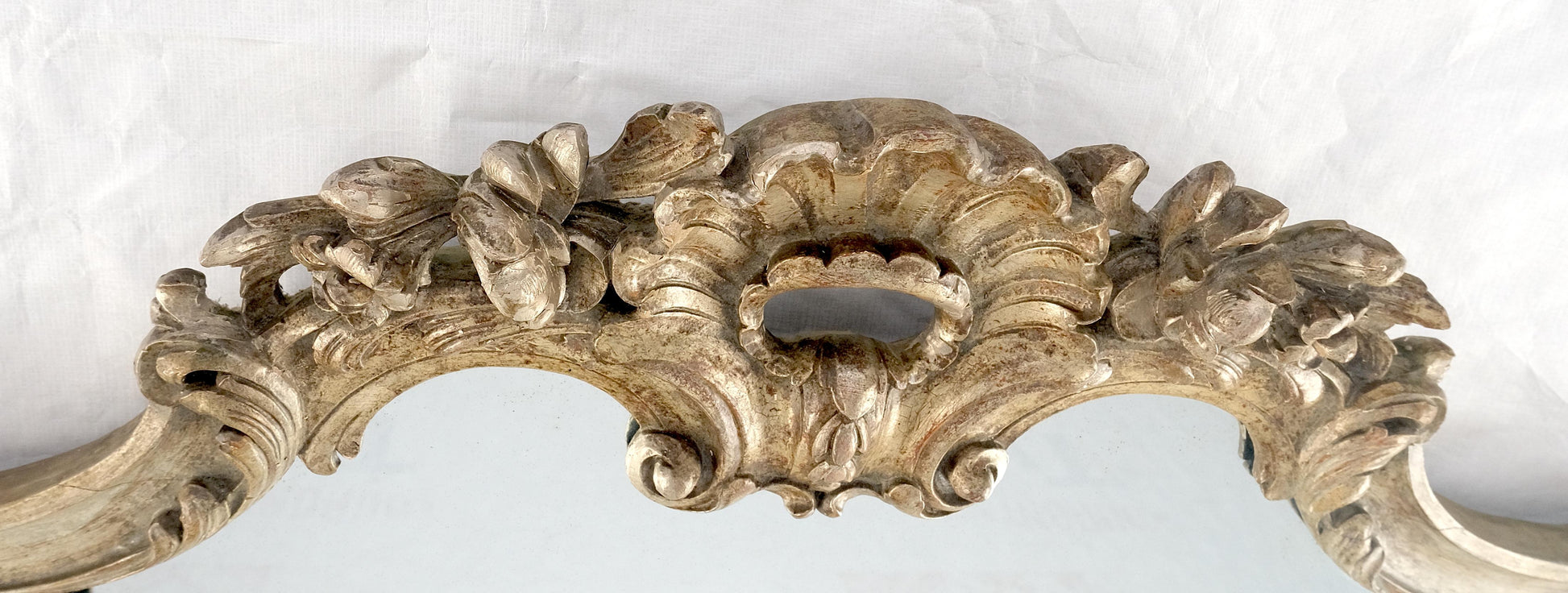 EstablishedLines Fine Craved Silver Gilt Scallop Crown Rectangle Antique Wall Mirror MINT!