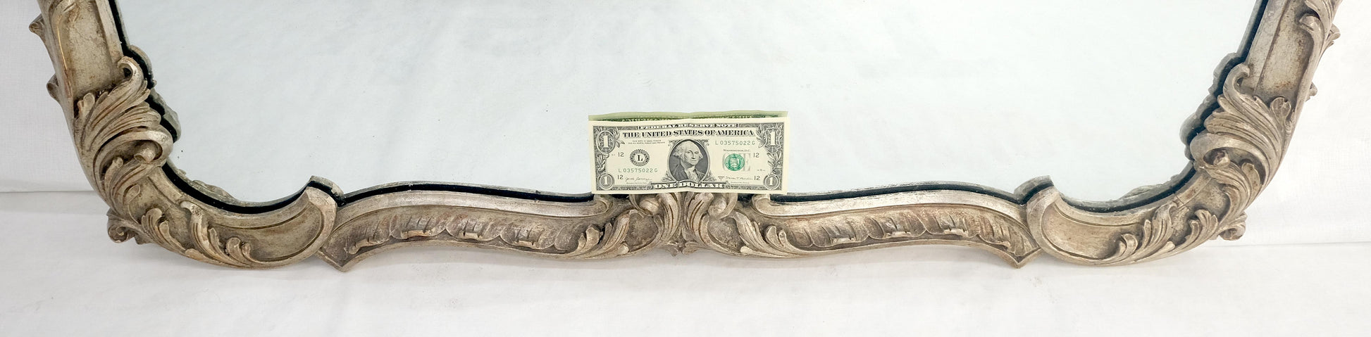 EstablishedLines Fine Craved Silver Gilt Scallop Crown Rectangle Antique Wall Mirror MINT!