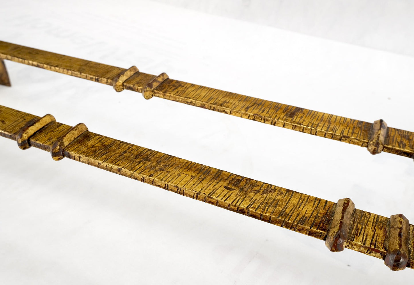 EstablishedLines Heavy Gold Gilt Metal Base Large Rectangle Dining Table Hollywood Regency Mint!