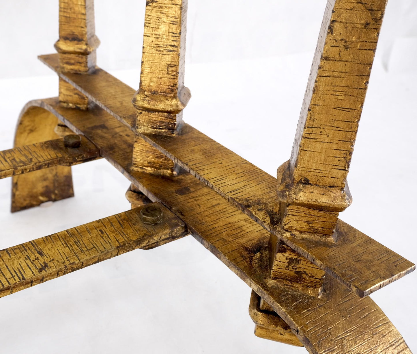 EstablishedLines Heavy Gold Gilt Metal Base Large Rectangle Dining Table Hollywood Regency Mint!