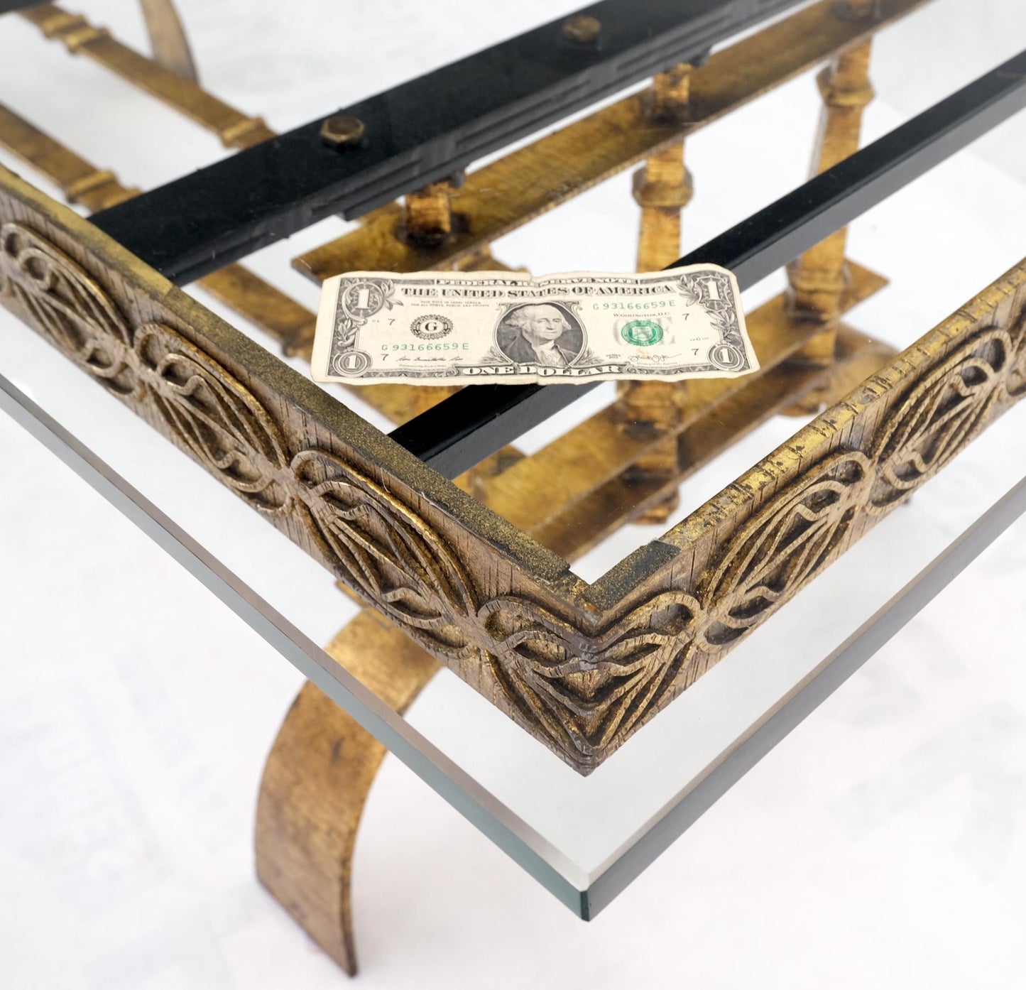 EstablishedLines Heavy Gold Gilt Metal Base Large Rectangle Dining Table Hollywood Regency Mint!