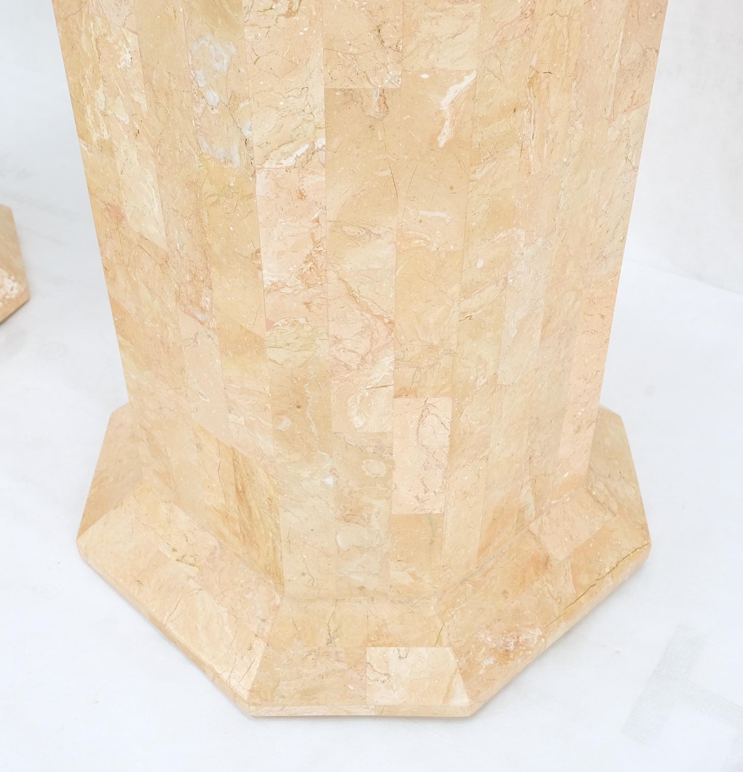 EstablishedLines Pair of Tessellated Stone Marble Columns Octagon Shape Pedestals Columns Mint!