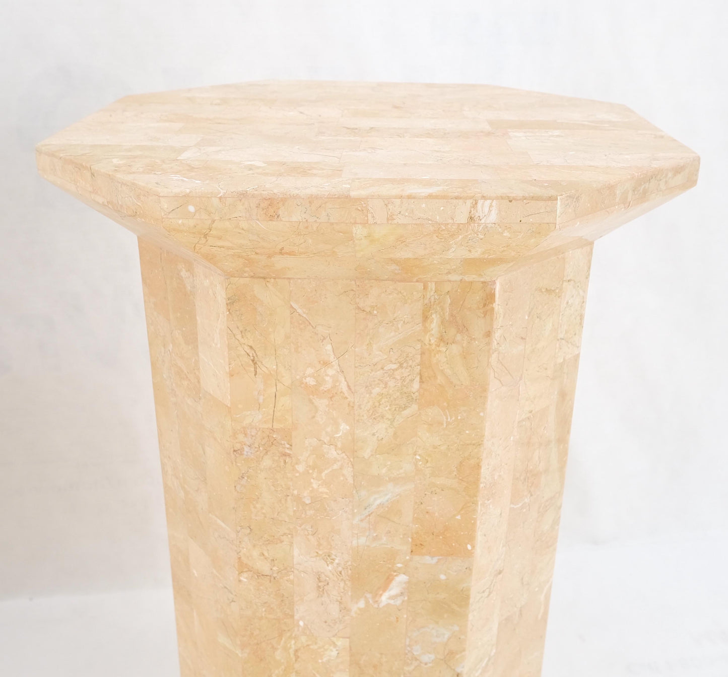 EstablishedLines Pair of Tessellated Stone Marble Columns Octagon Shape Pedestals Columns Mint!