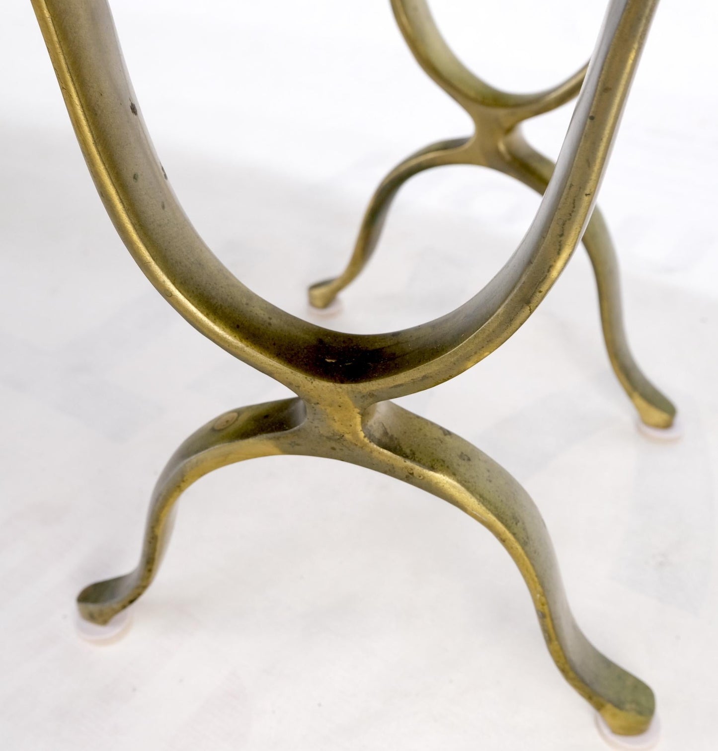 EstablishedLines Mid Century Modern Long Oval Inlaid Travertine Brass Base Coffee Table MINT!