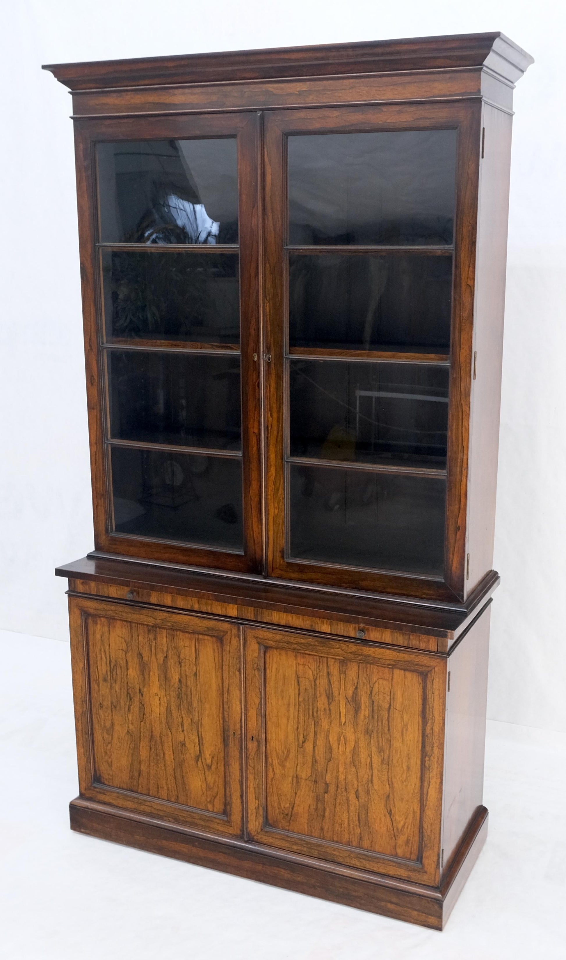 EstablishedLines All Rosewood Double Glass Doors Adjustable Shelves Pull Out Desk Secretary MINT!