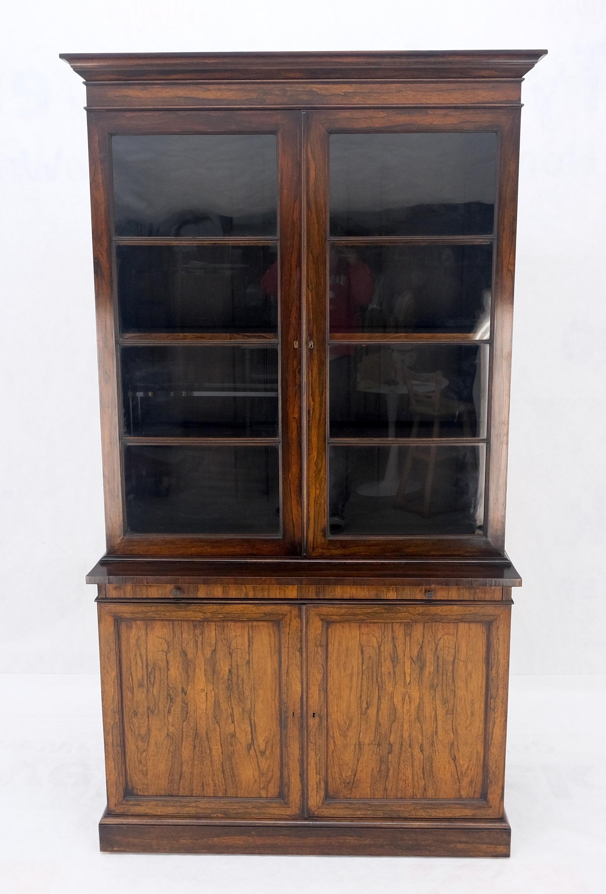 EstablishedLines All Rosewood Double Glass Doors Adjustable Shelves Pull Out Desk Secretary MINT!