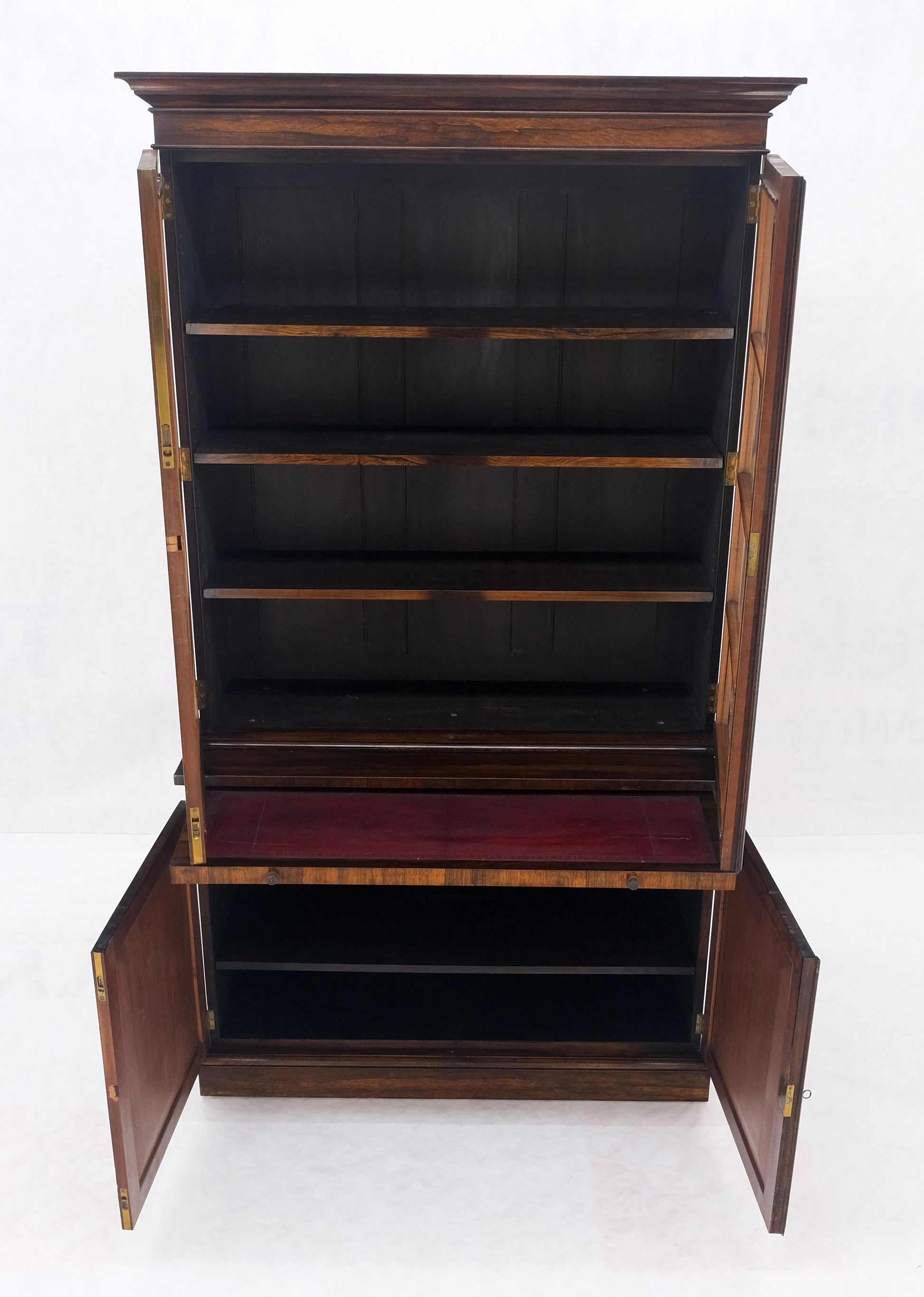 EstablishedLines All Rosewood Double Glass Doors Adjustable Shelves Pull Out Desk Secretary MINT!