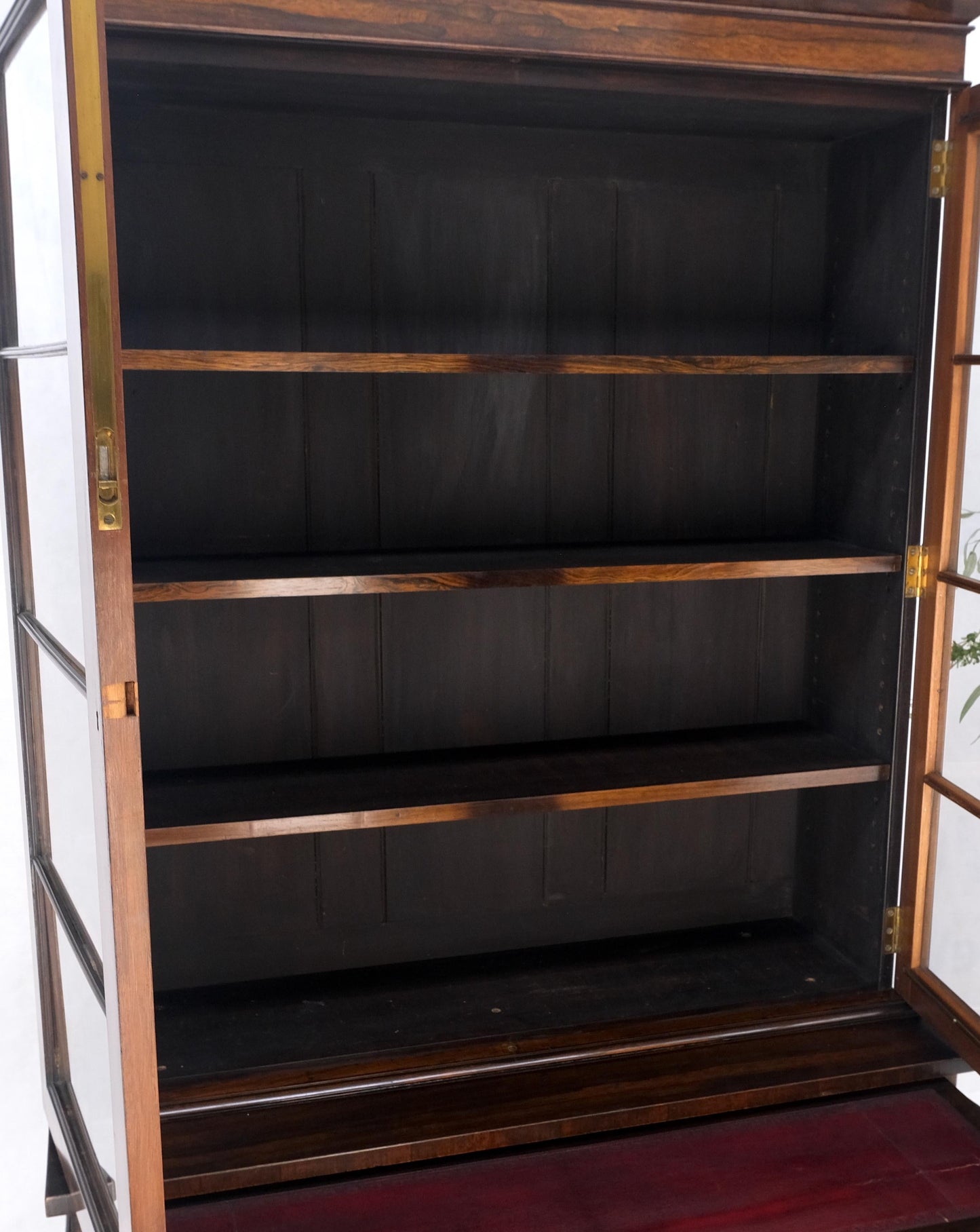 EstablishedLines All Rosewood Double Glass Doors Adjustable Shelves Pull Out Desk Secretary MINT!