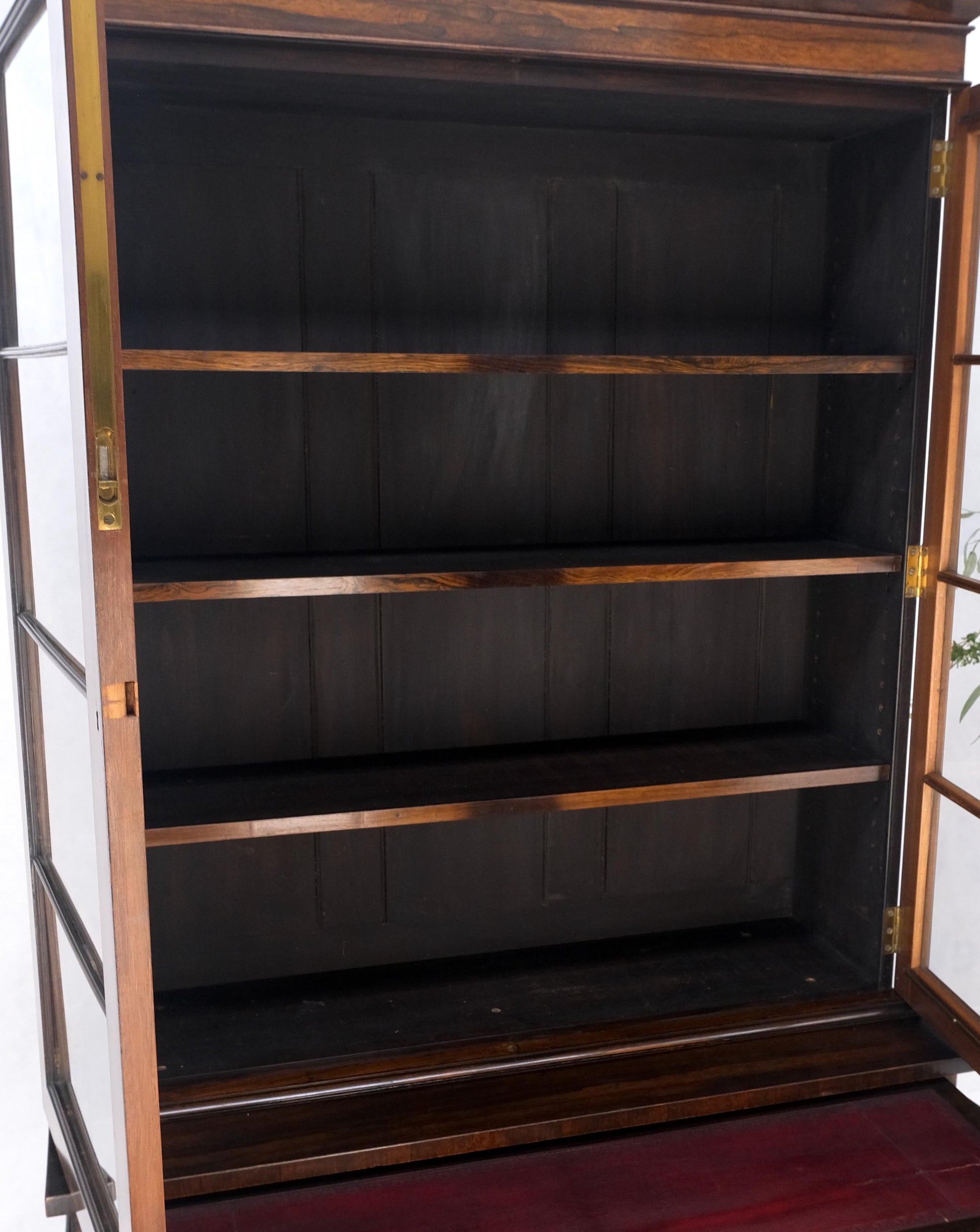 EstablishedLines All Rosewood Double Glass Doors Adjustable Shelves Pull Out Desk Secretary MINT!