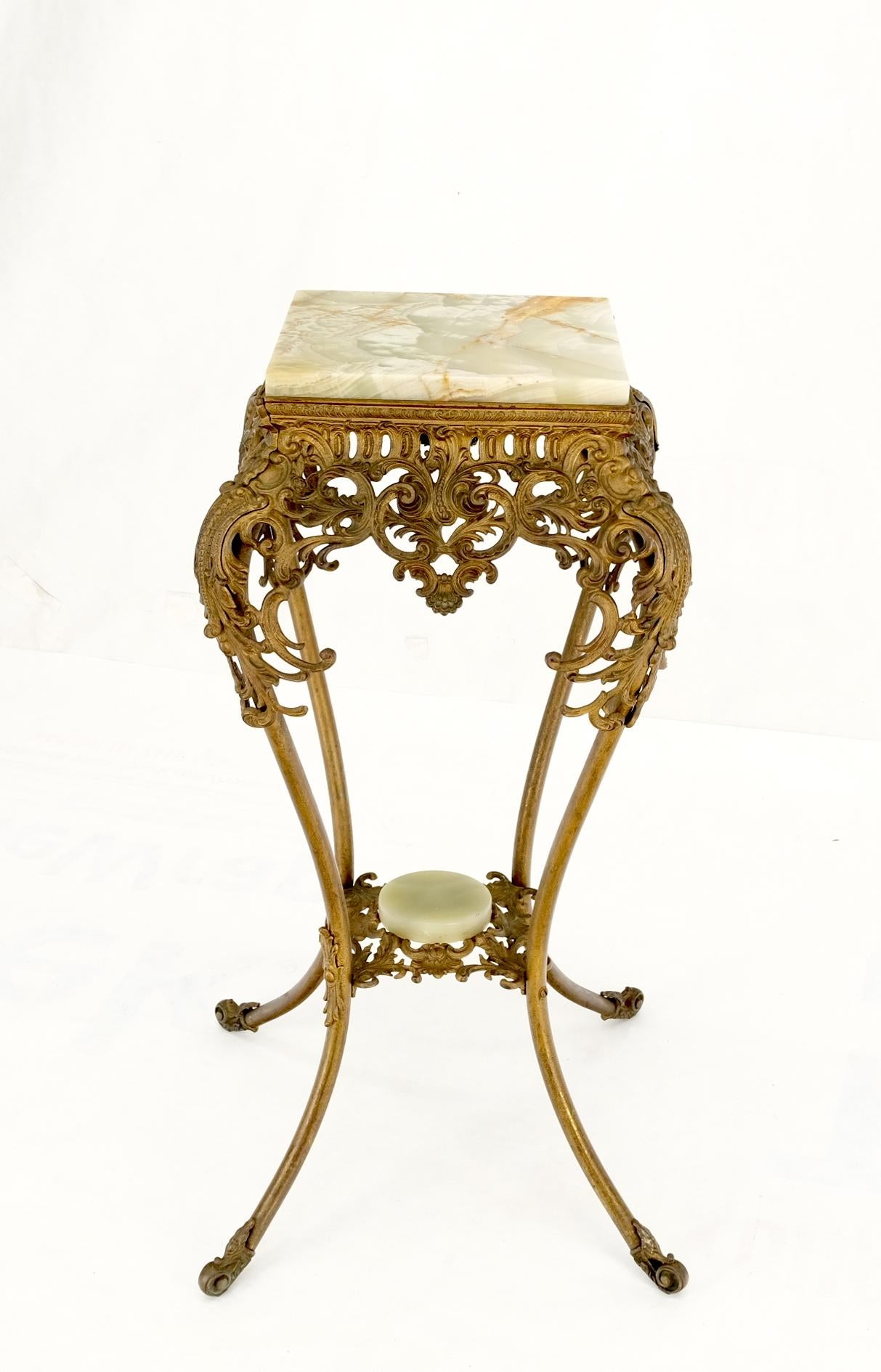 EstablishedLines Onyx Top Ornate Gilt Brass Base Lamp Table Stand Pedestal