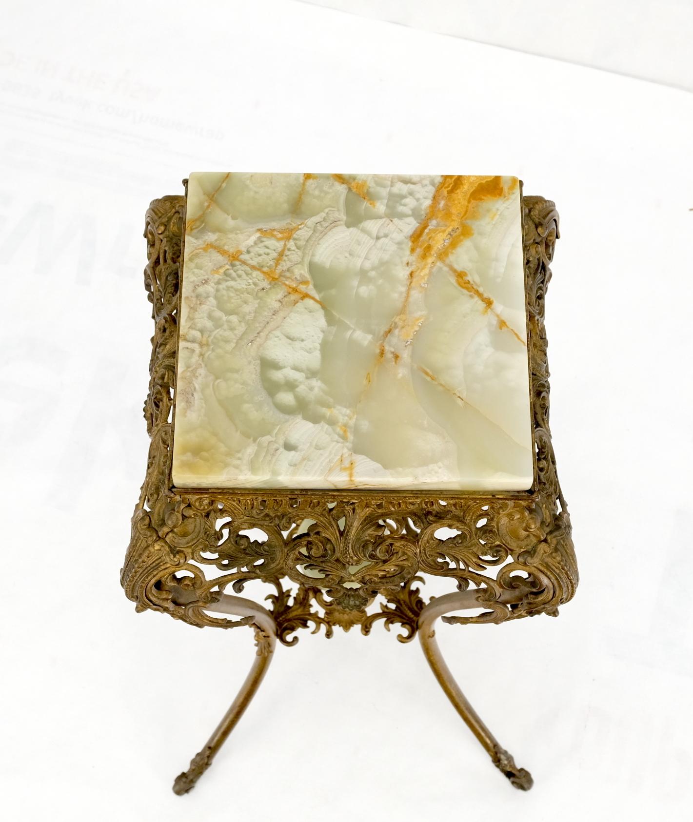 EstablishedLines Onyx Top Ornate Gilt Brass Base Lamp Table Stand Pedestal