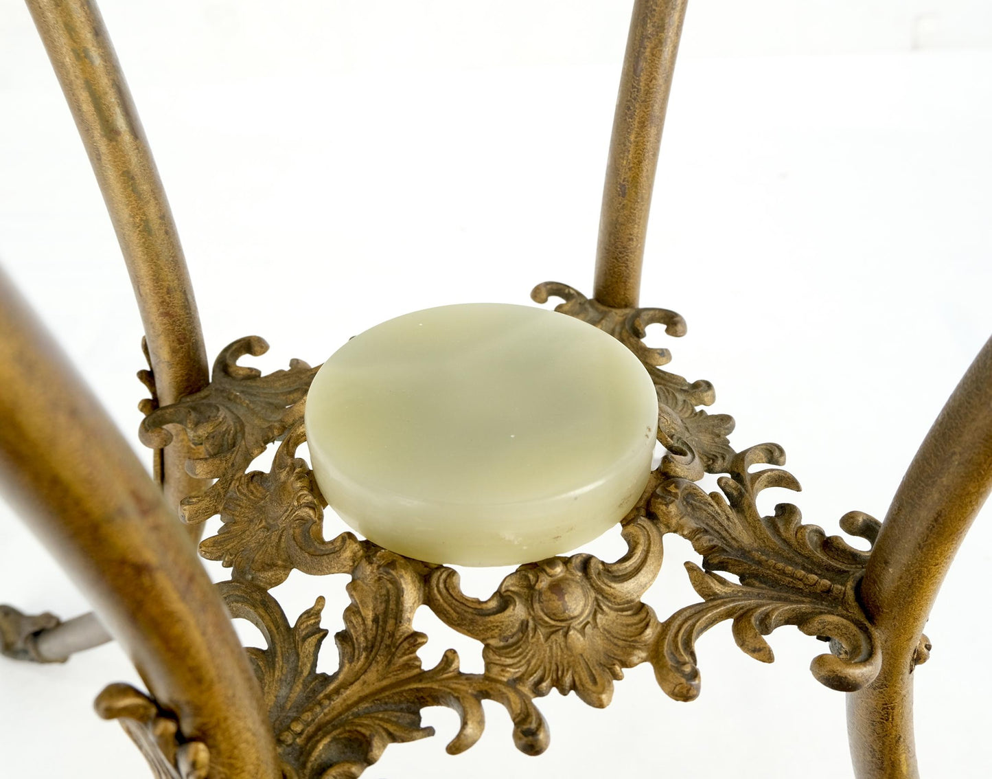 EstablishedLines Onyx Top Ornate Gilt Brass Base Lamp Table Stand Pedestal