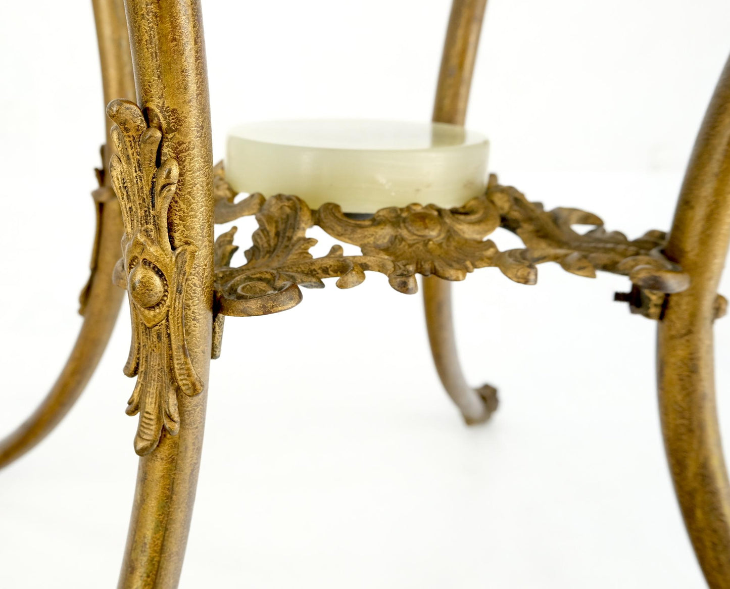 EstablishedLines Onyx Top Ornate Gilt Brass Base Lamp Table Stand Pedestal