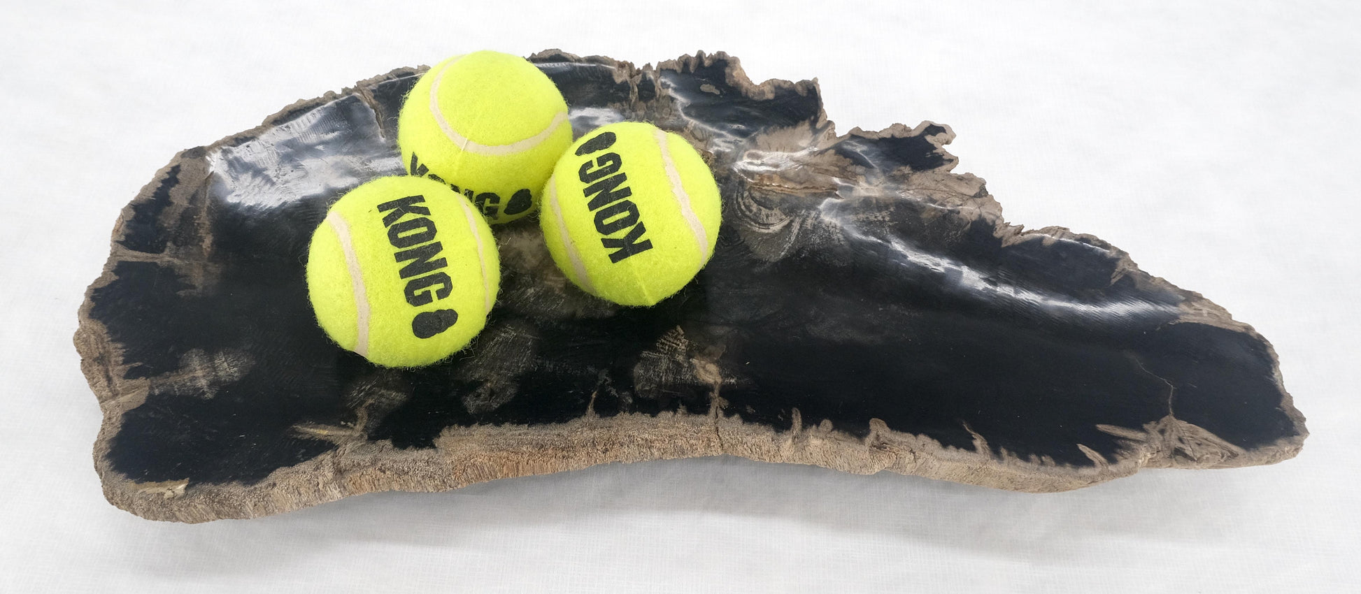 EstablishedLines Organic Elongated Black & Tan Petrified Wood Tray Bowl Dish Plate Ashtray MINT