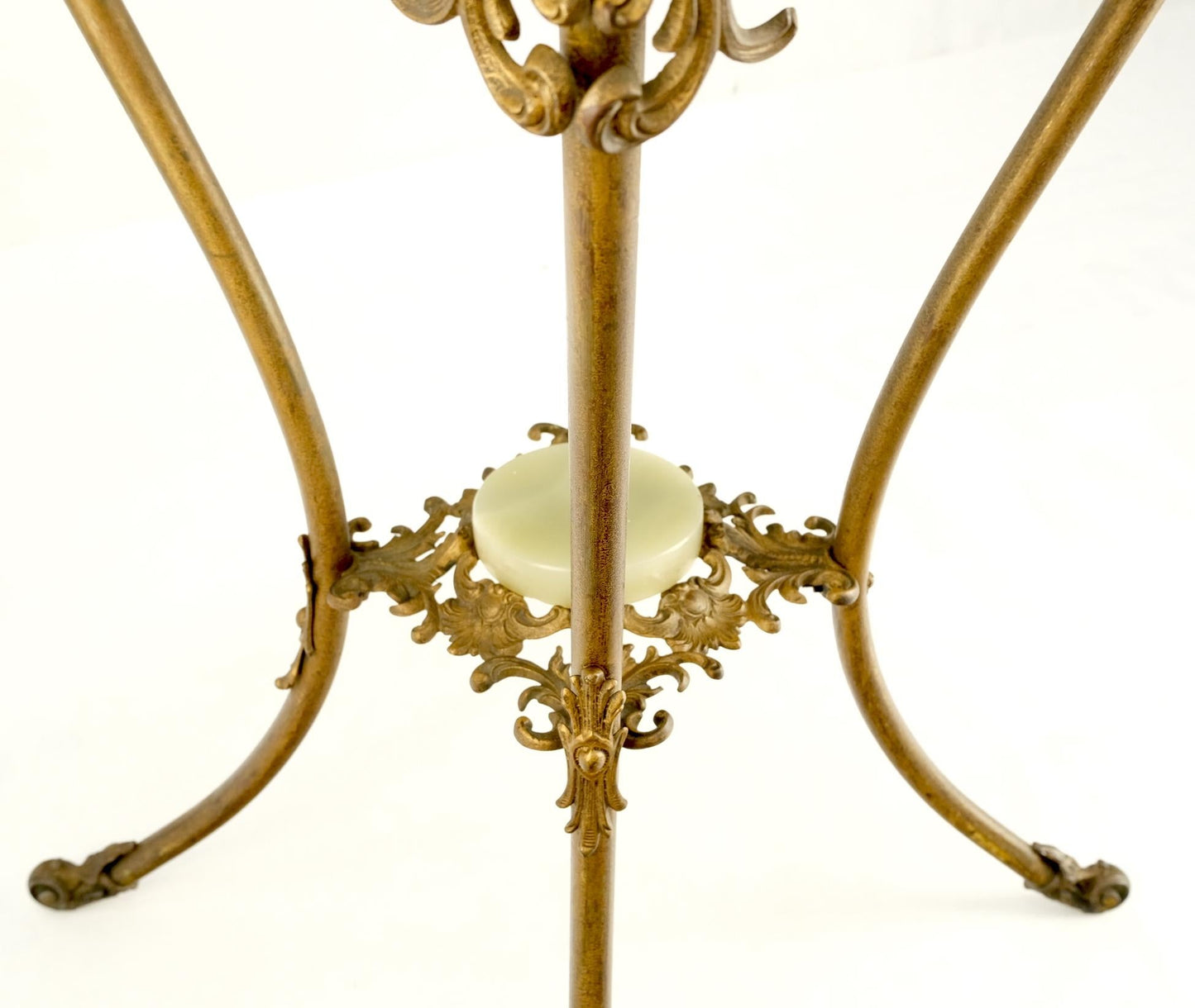 EstablishedLines Onyx Top Ornate Gilt Brass Base Lamp Table Stand Pedestal
