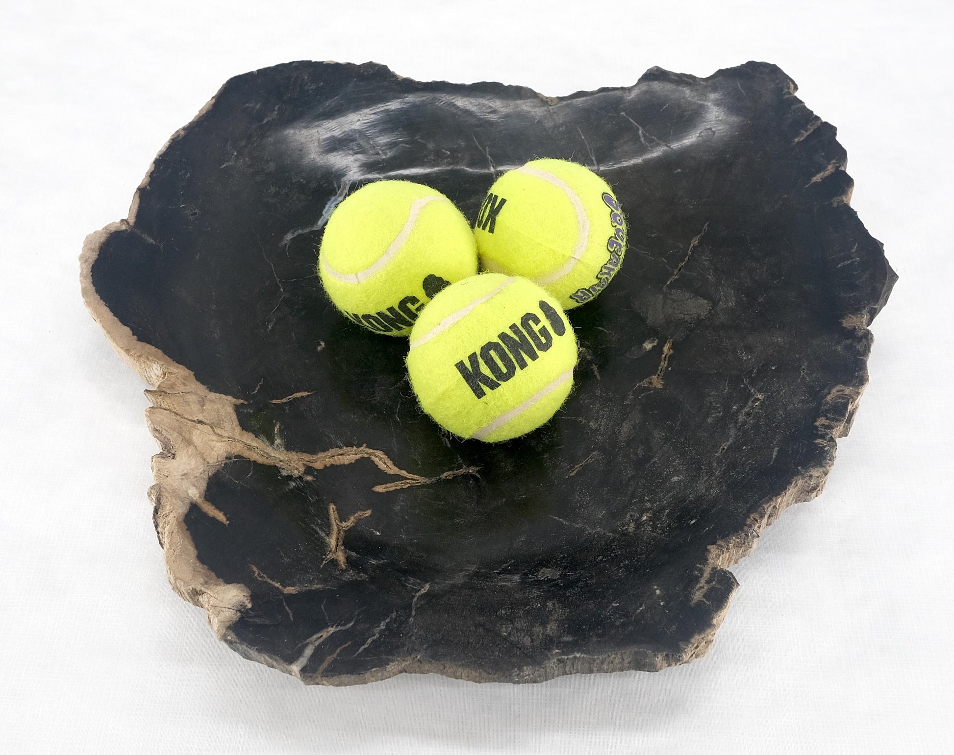 EstablishedLines Organic Leaf Shape Black & Tan Petrified Wood Tray Bowl Dish Plate Ashtray