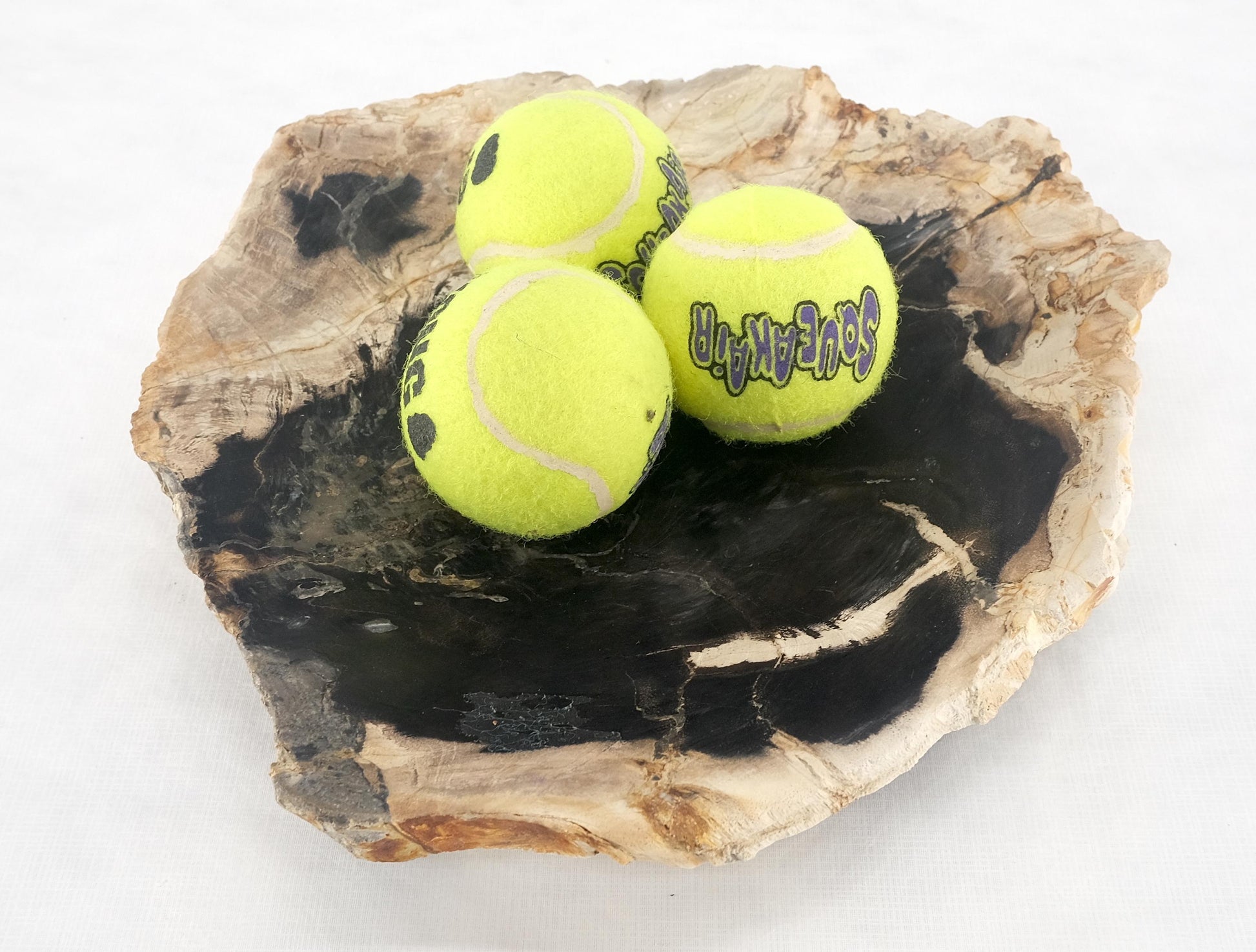 EstablishedLines Organic Leaf Shape Black & Tan Petrified Wood Tray Bowl Dish Plate Ashtray MINT