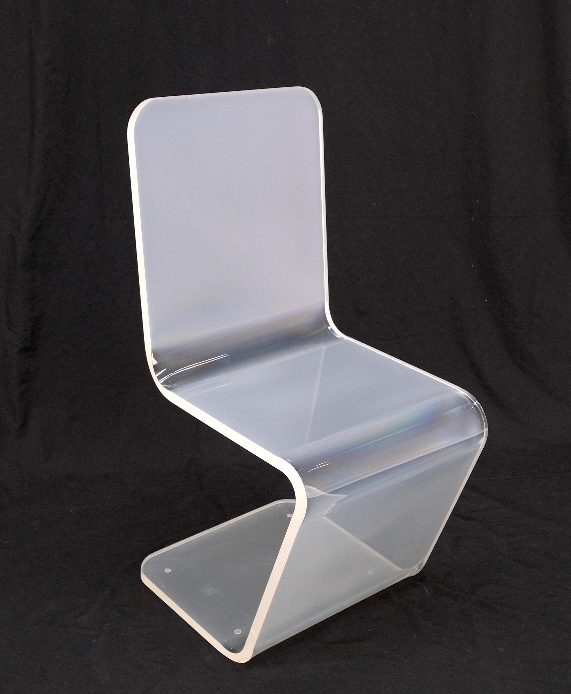 EstablishedLines Bent Thick Heavy Lucite Side Z Dining Side Chair Mid-Century Modern