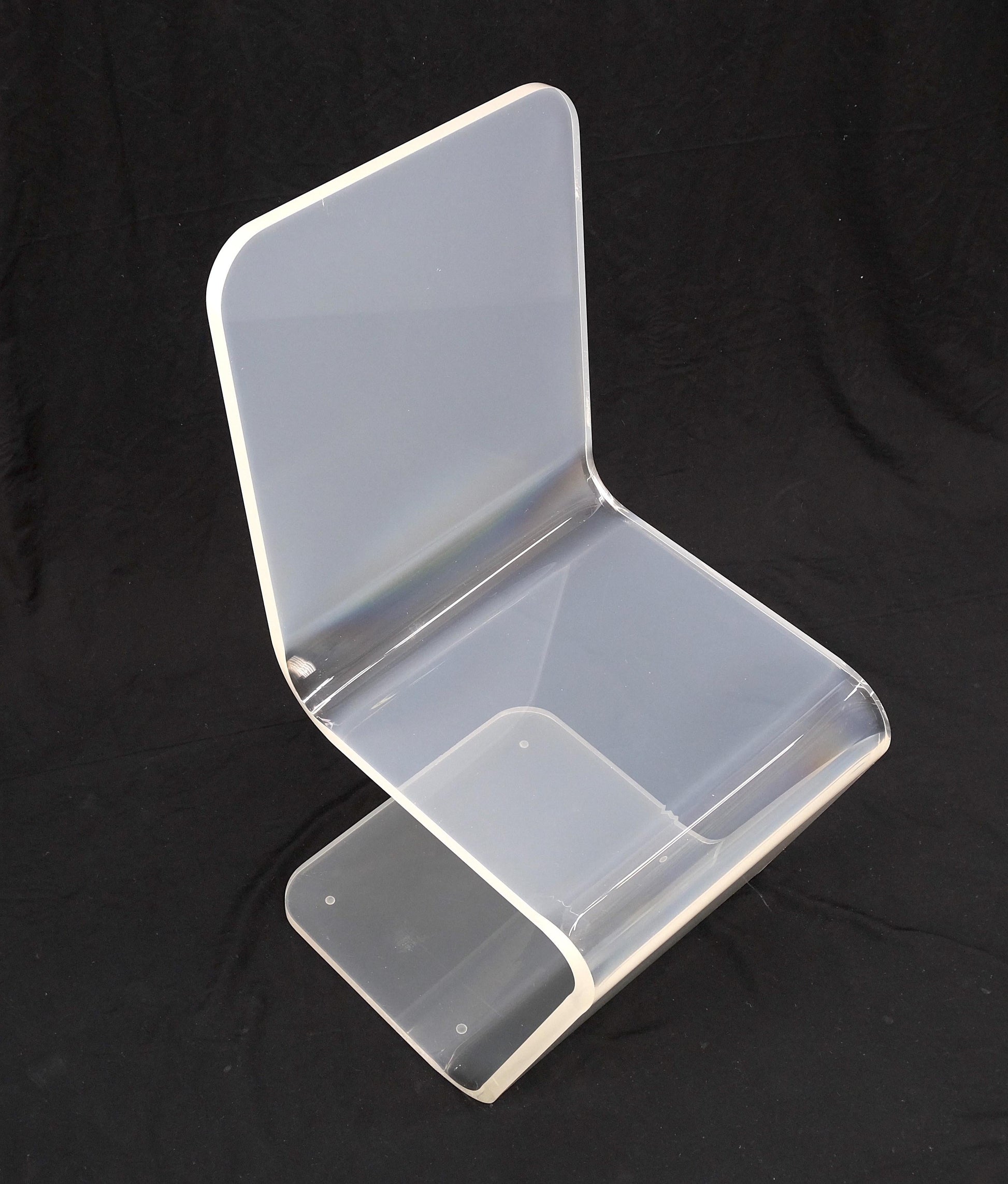 EstablishedLines Bent Thick Heavy Lucite Side Z Dining Side Chair Mid-Century Modern