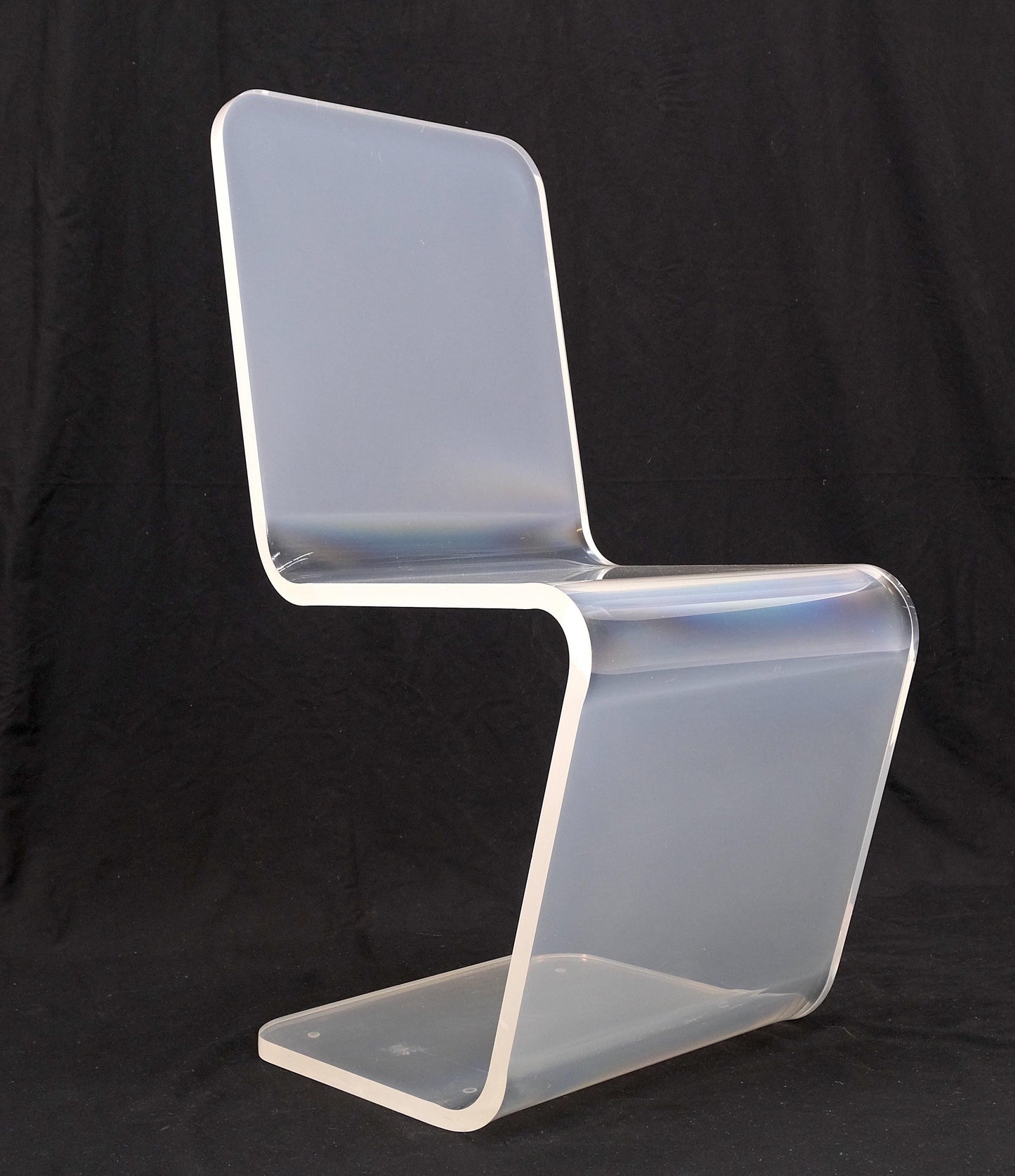 EstablishedLines Bent Thick Heavy Lucite Side Z Dining Side Chair Mid-Century Modern