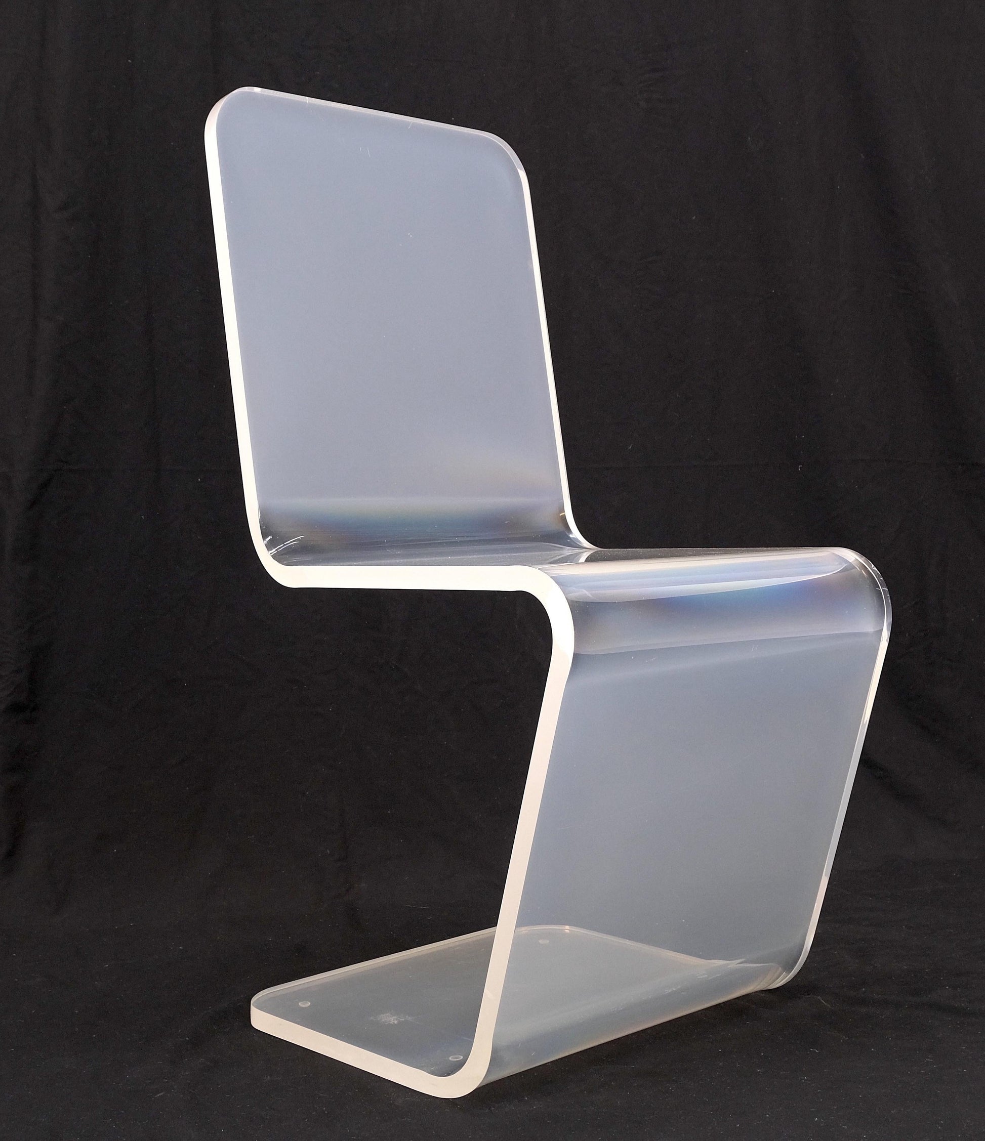 EstablishedLines Bent Thick Heavy Lucite Side Z Dining Side Chair Mid-Century Modern