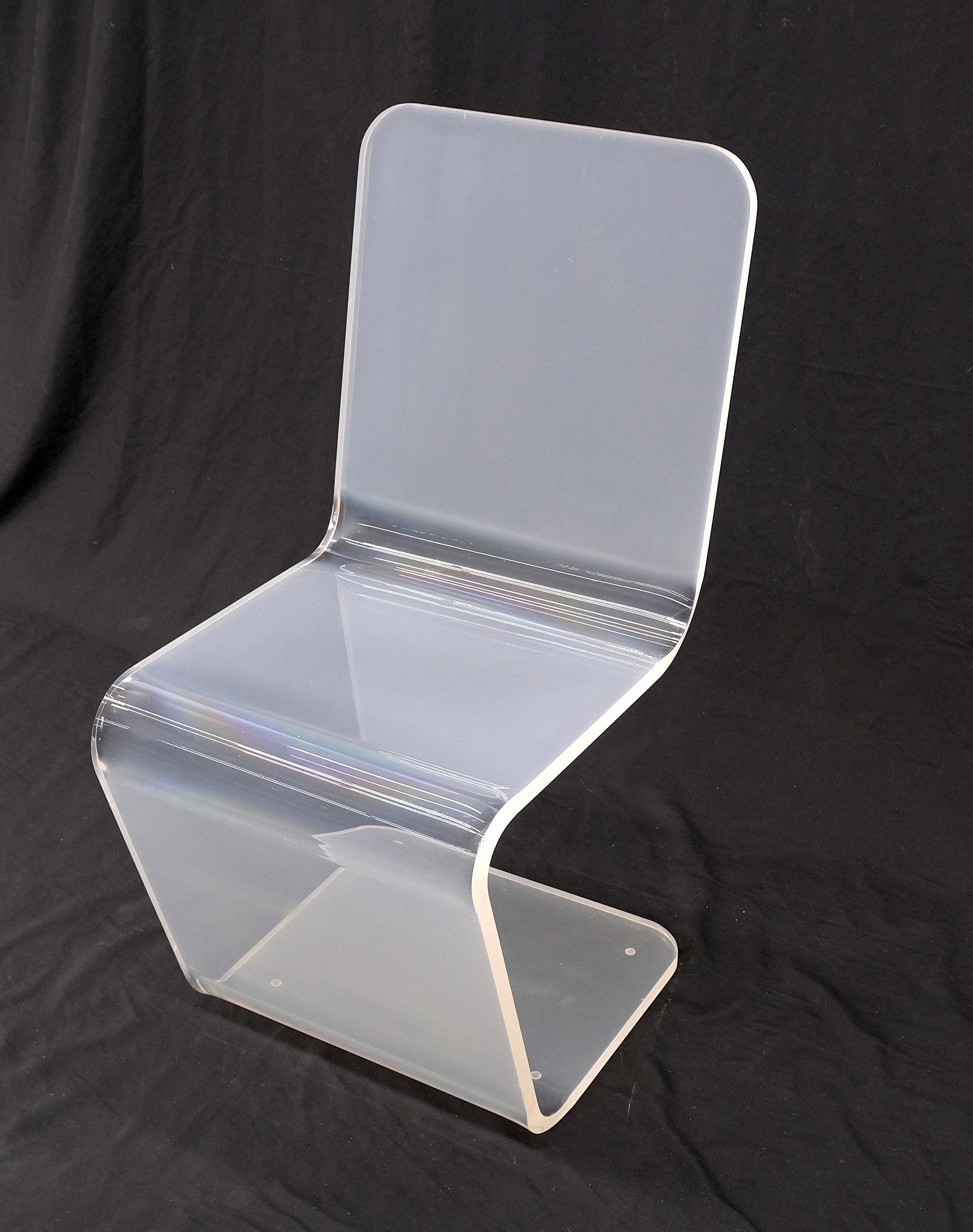 EstablishedLines Bent Thick Heavy Lucite Side Z Dining Side Chair Mid-Century Modern