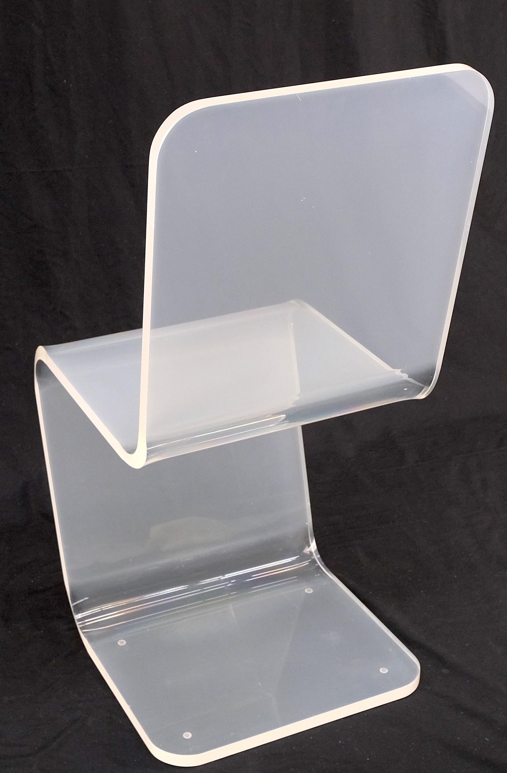 EstablishedLines Bent Thick Heavy Lucite Side Z Dining Side Chair Mid-Century Modern