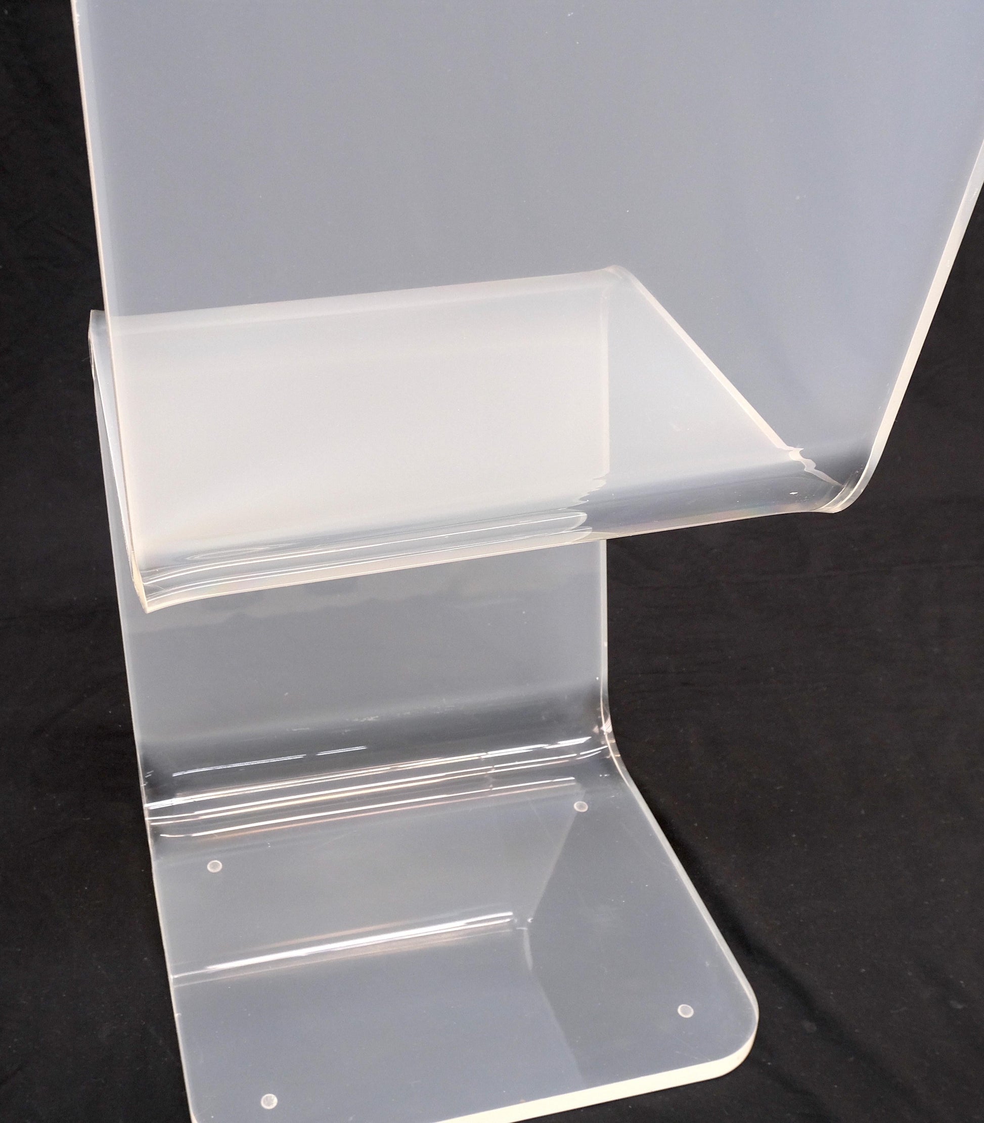 EstablishedLines Bent Thick Heavy Lucite Side Z Dining Side Chair Mid-Century Modern