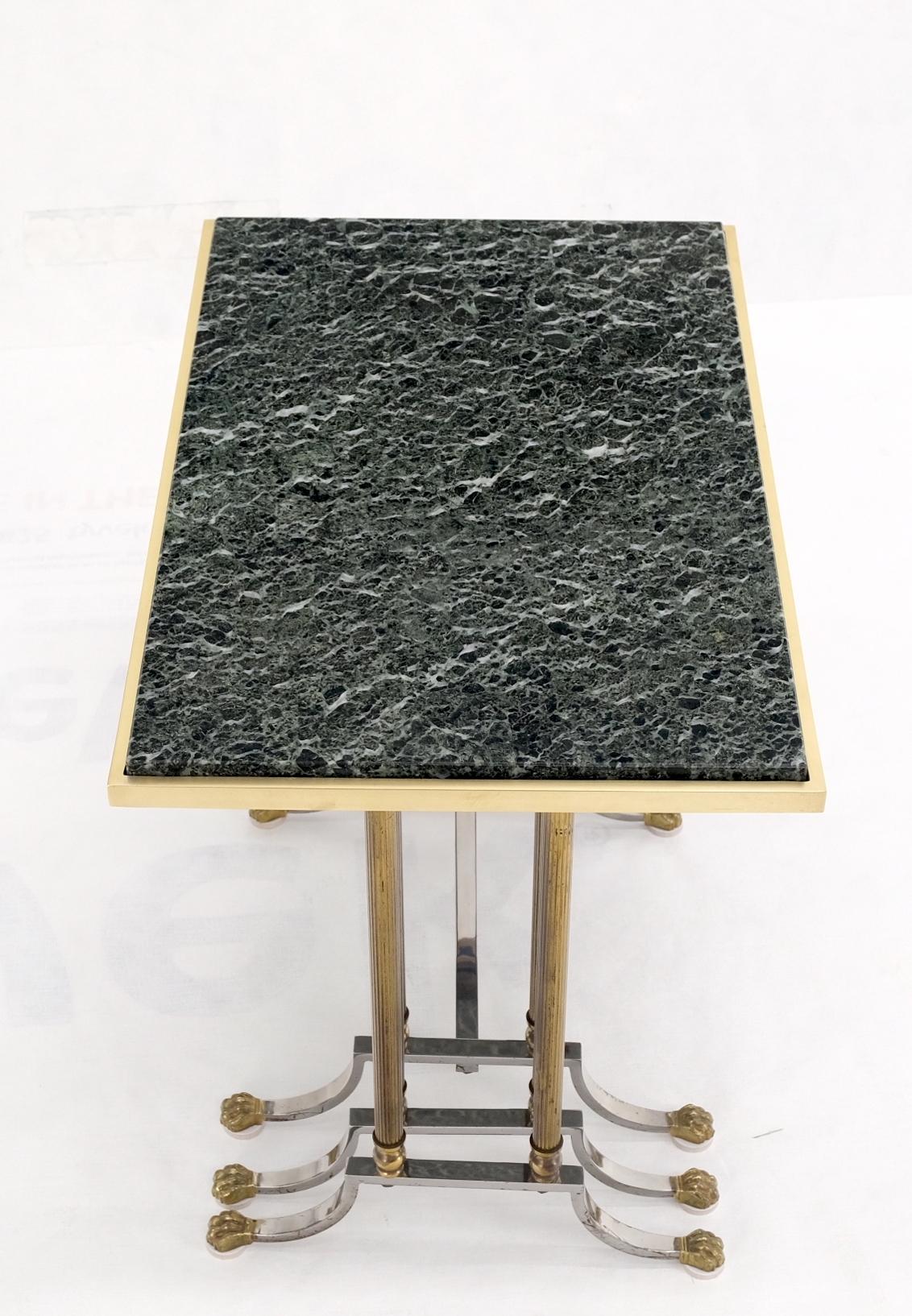 EstablishedLines Set of 3 Very Fine Metal Work Brass Chrome Marble Top Nesting Side End Tables