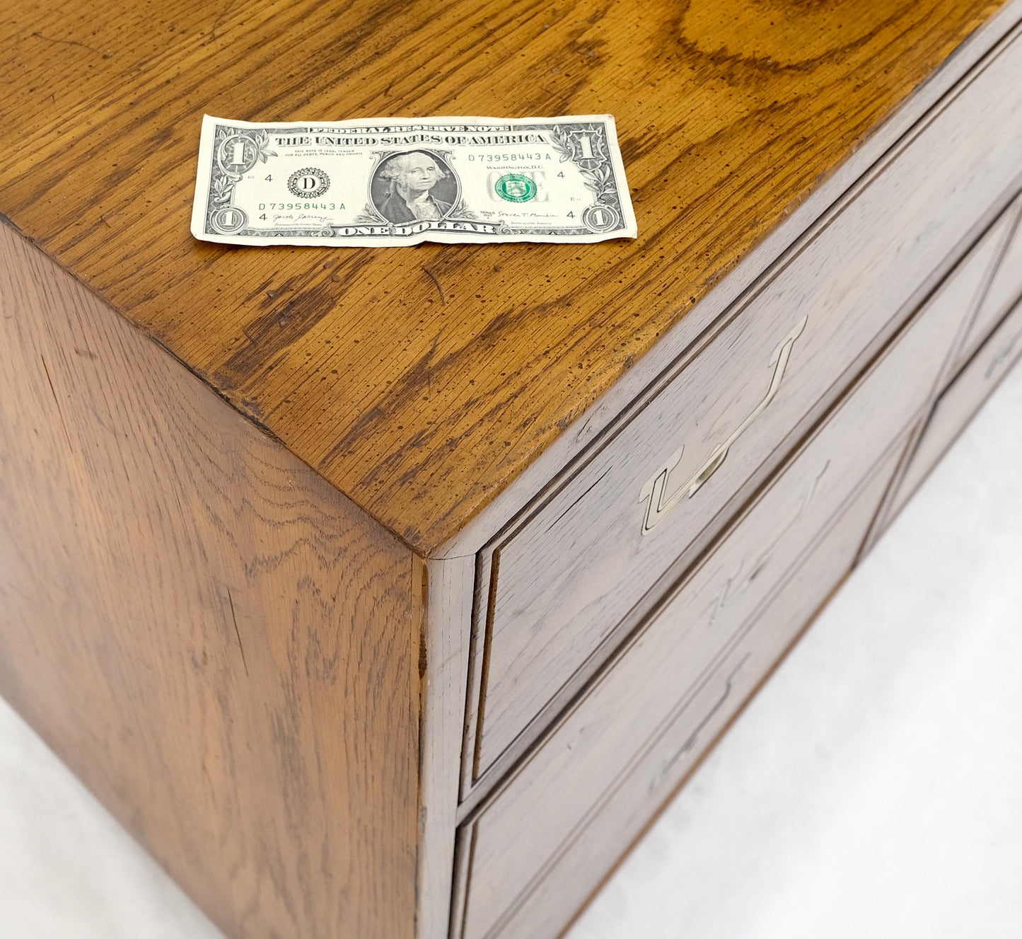 EstablishedLines Henredon Campaign Style 9 Drawers Brass Drop Pulls Long Dresser Credenza Mint!