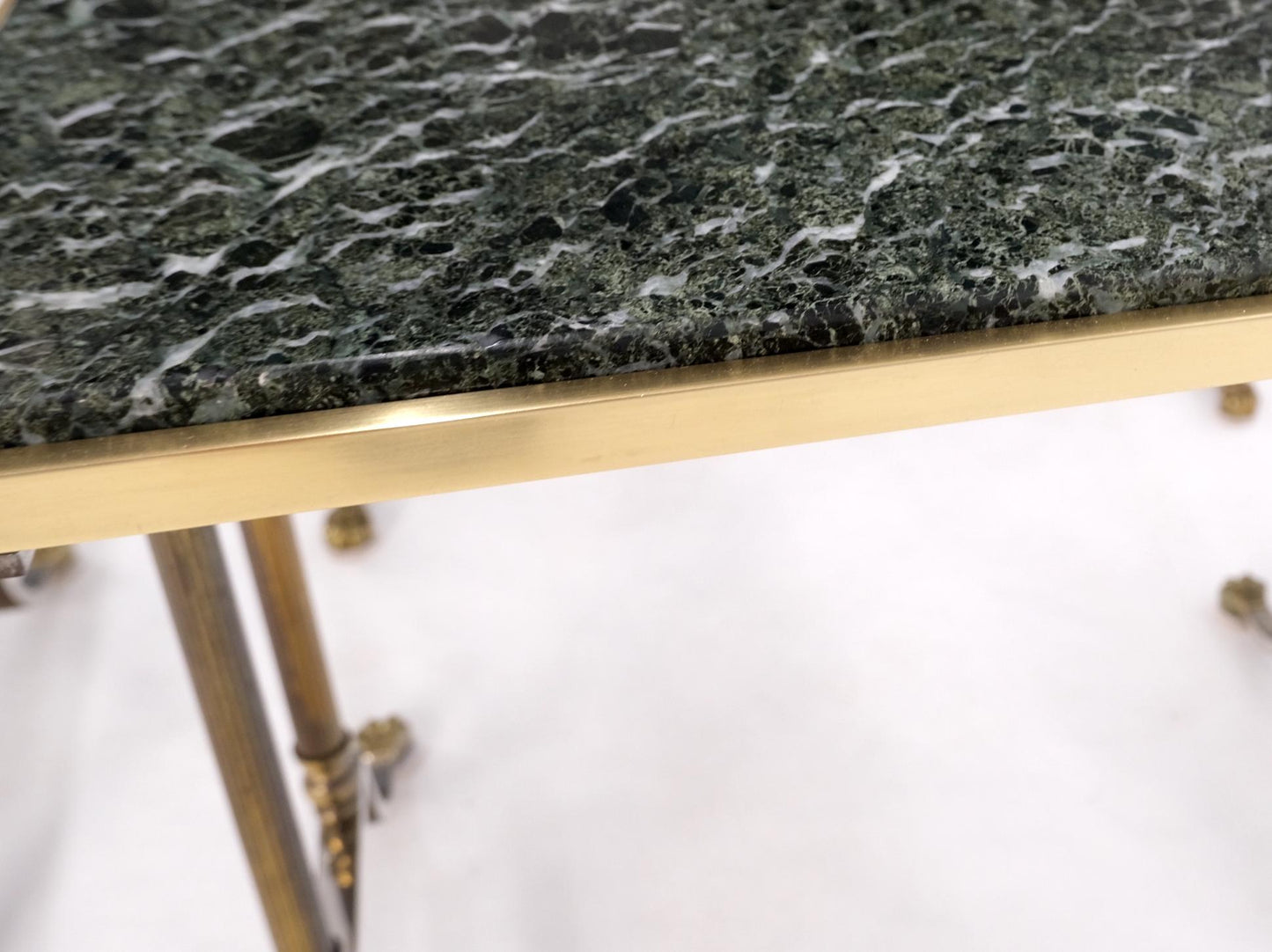EstablishedLines Set of 3 Very Fine Metal Work Brass Chrome Marble Top Nesting Side End Tables