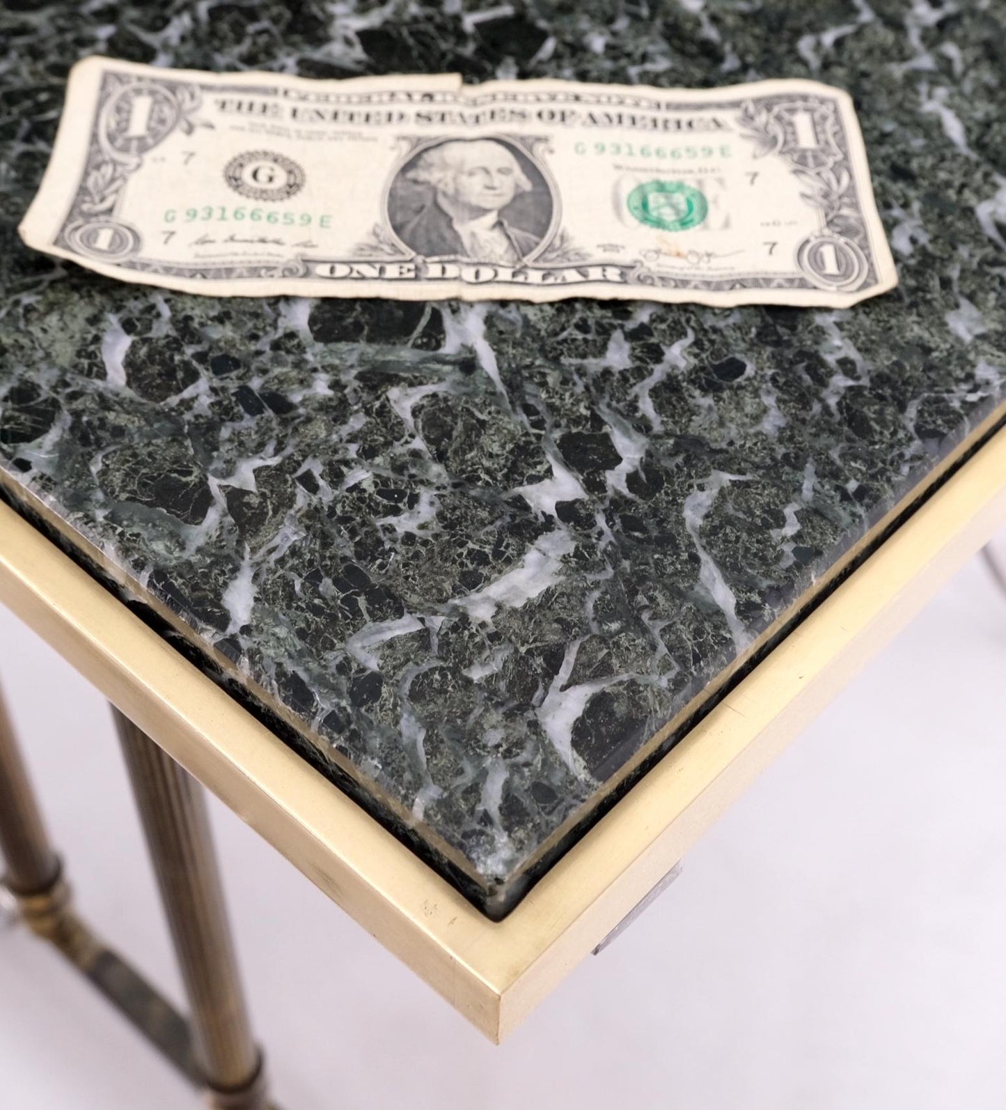 EstablishedLines Set of 3 Very Fine Metal Work Brass Chrome Marble Top Nesting Side End Tables